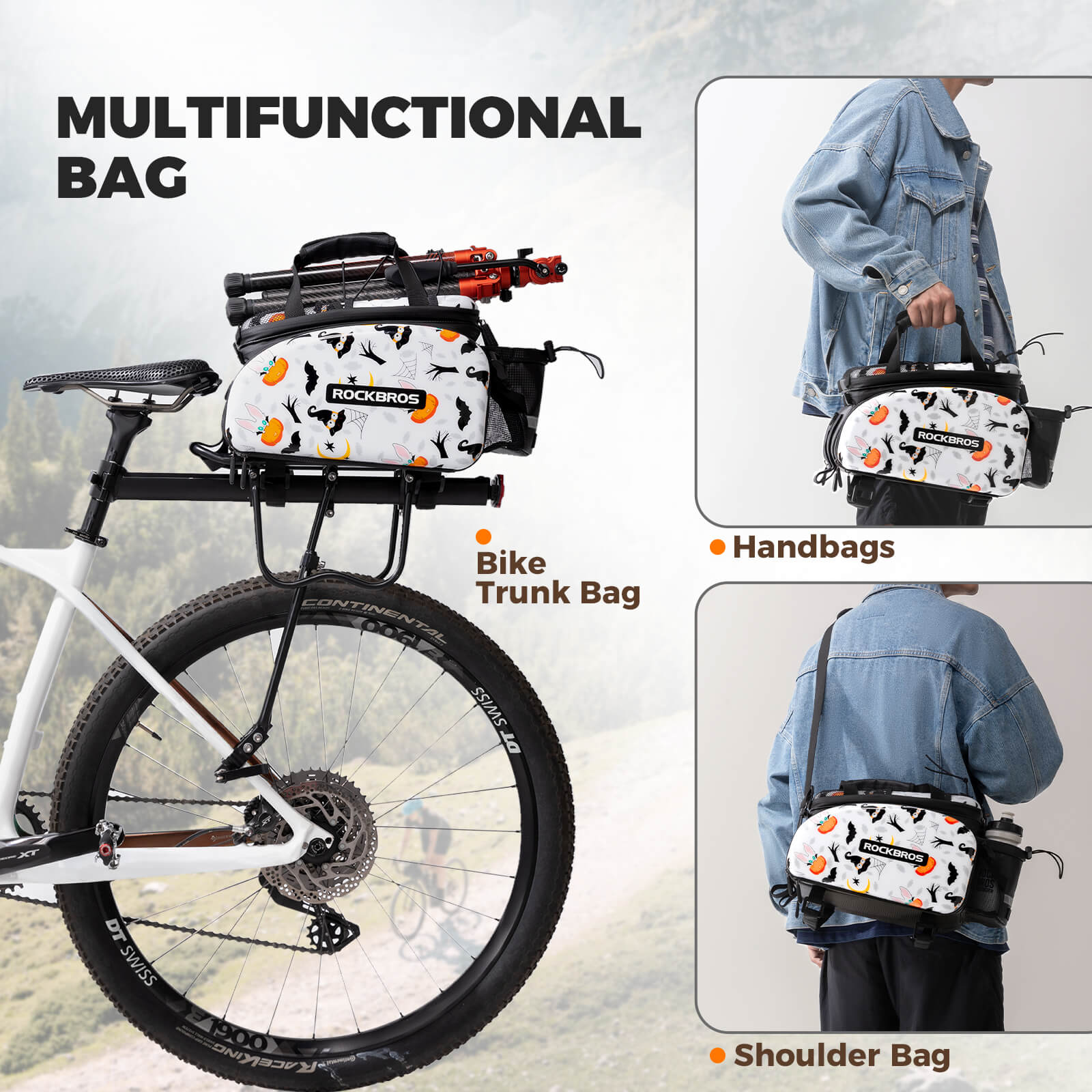 Halloween Bicycle Rear Rack Bag with Water Bottle Pocket - Image 6