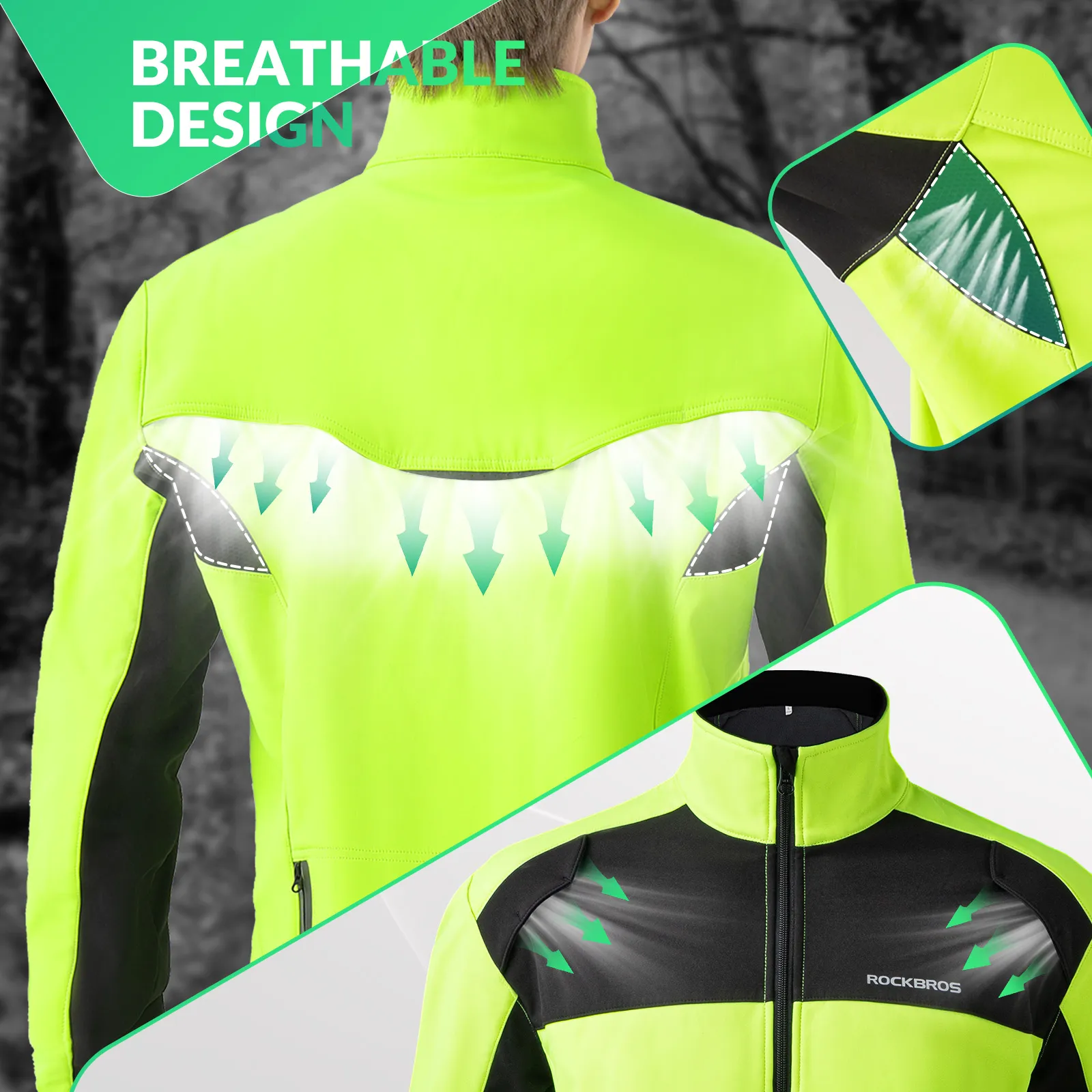 Hi-Vis Thermal Cycling Jacket Water-Resistant Fleece Gear for Winter - Image 2
