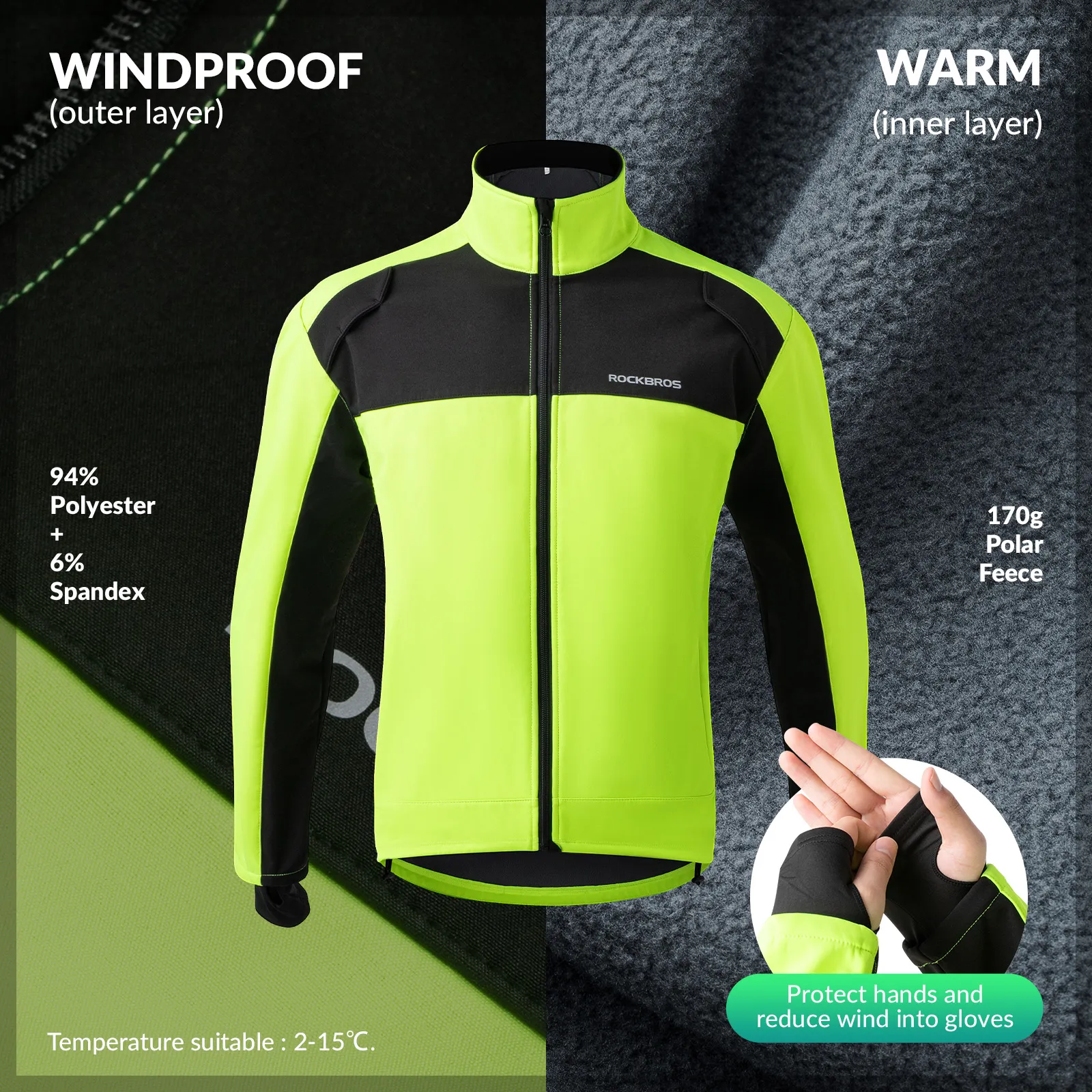 Hi-Vis Thermal Cycling Jacket Water-Resistant Fleece Gear for Winter - Image 3