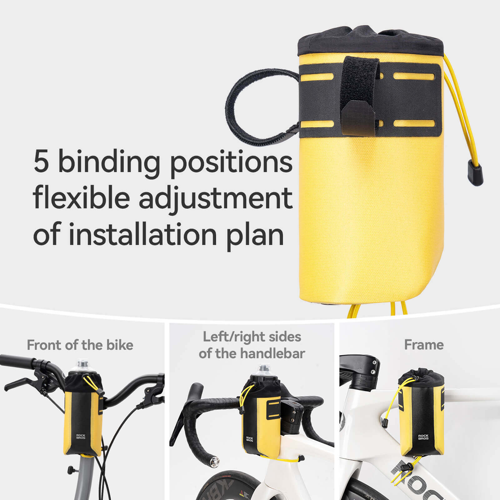 High-Vis Waterproof Bike Bottle Bag with Bungee Closure 1L - Image 3