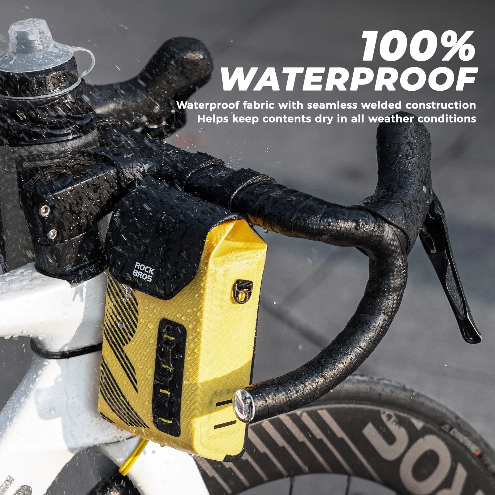 High-Vis Waterproof Handlebar Bag with Magnetic Lid 1.3L - Image 3