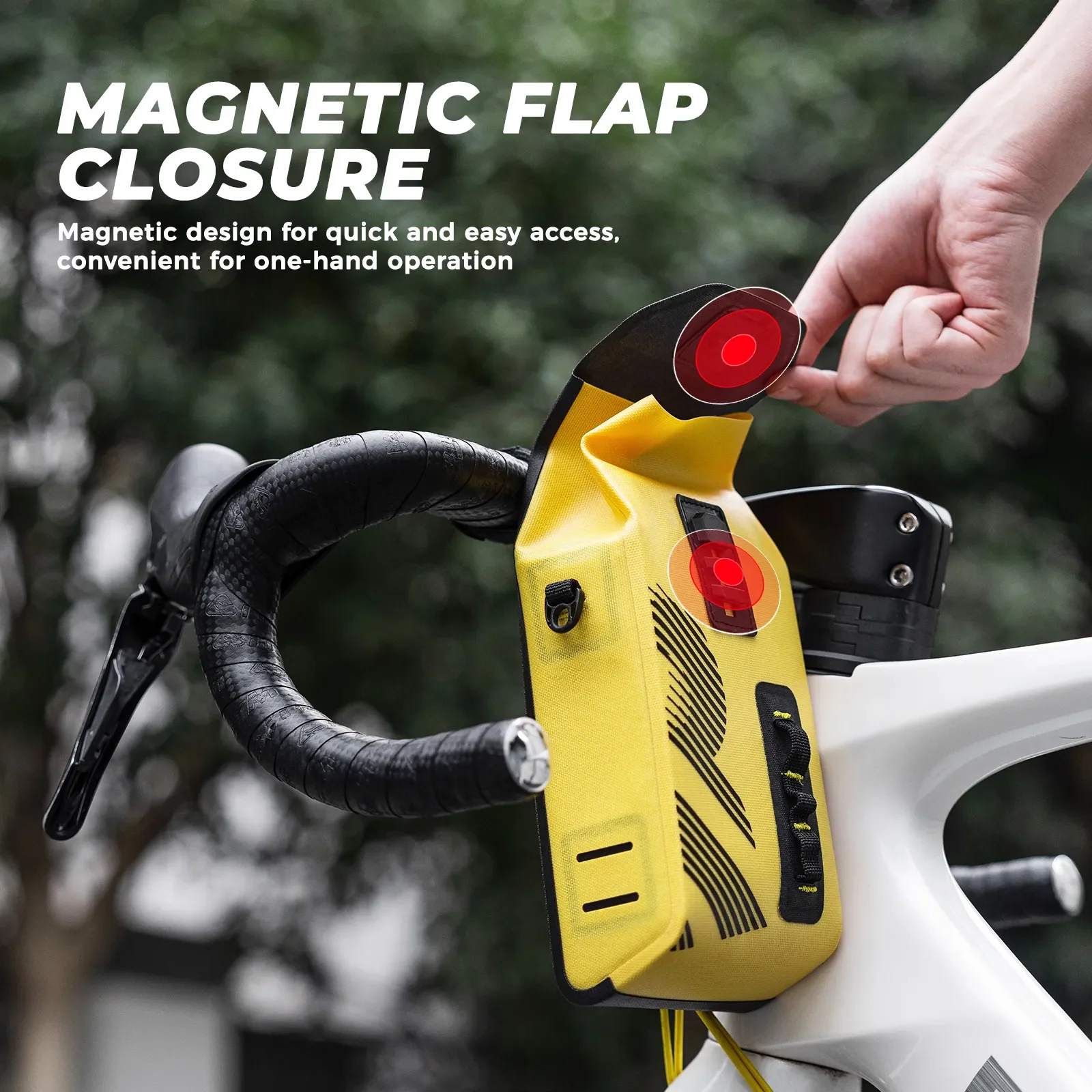 High-Vis Waterproof Handlebar Bag with Magnetic Lid 1.3L - Image 4