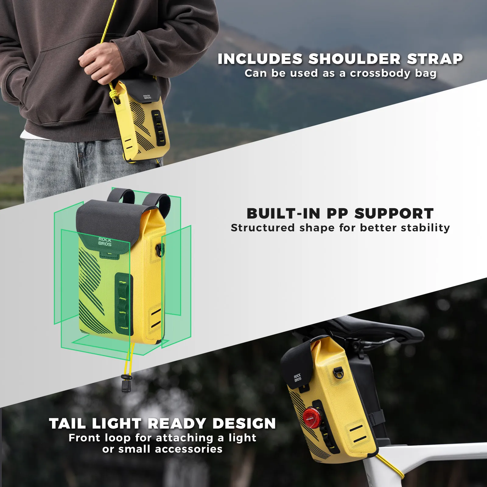 High-Vis Waterproof Handlebar Bag with Magnetic Lid 1.3L - Image 7