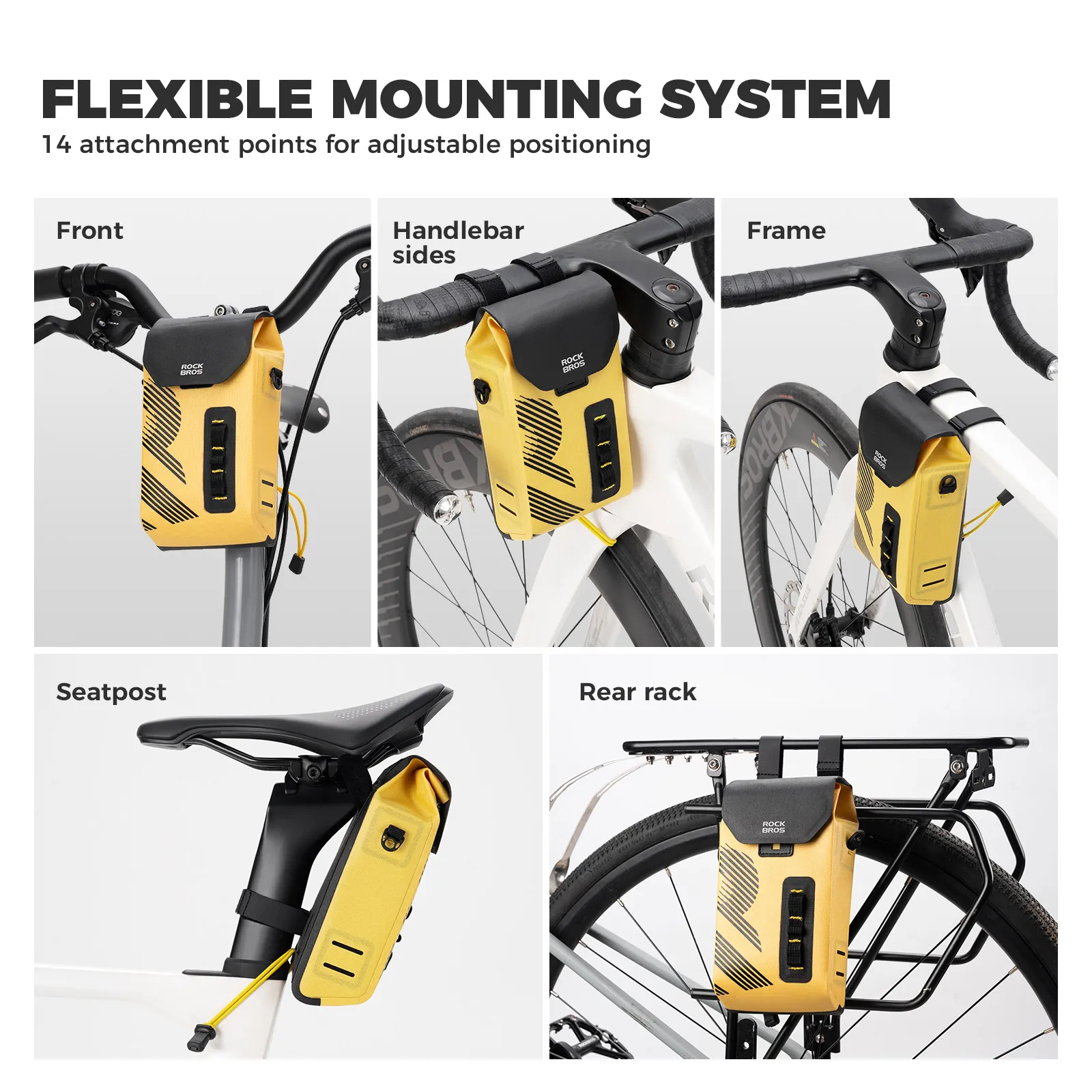 High-Vis Waterproof Handlebar Bag with Magnetic Lid 1.3L - Image 8