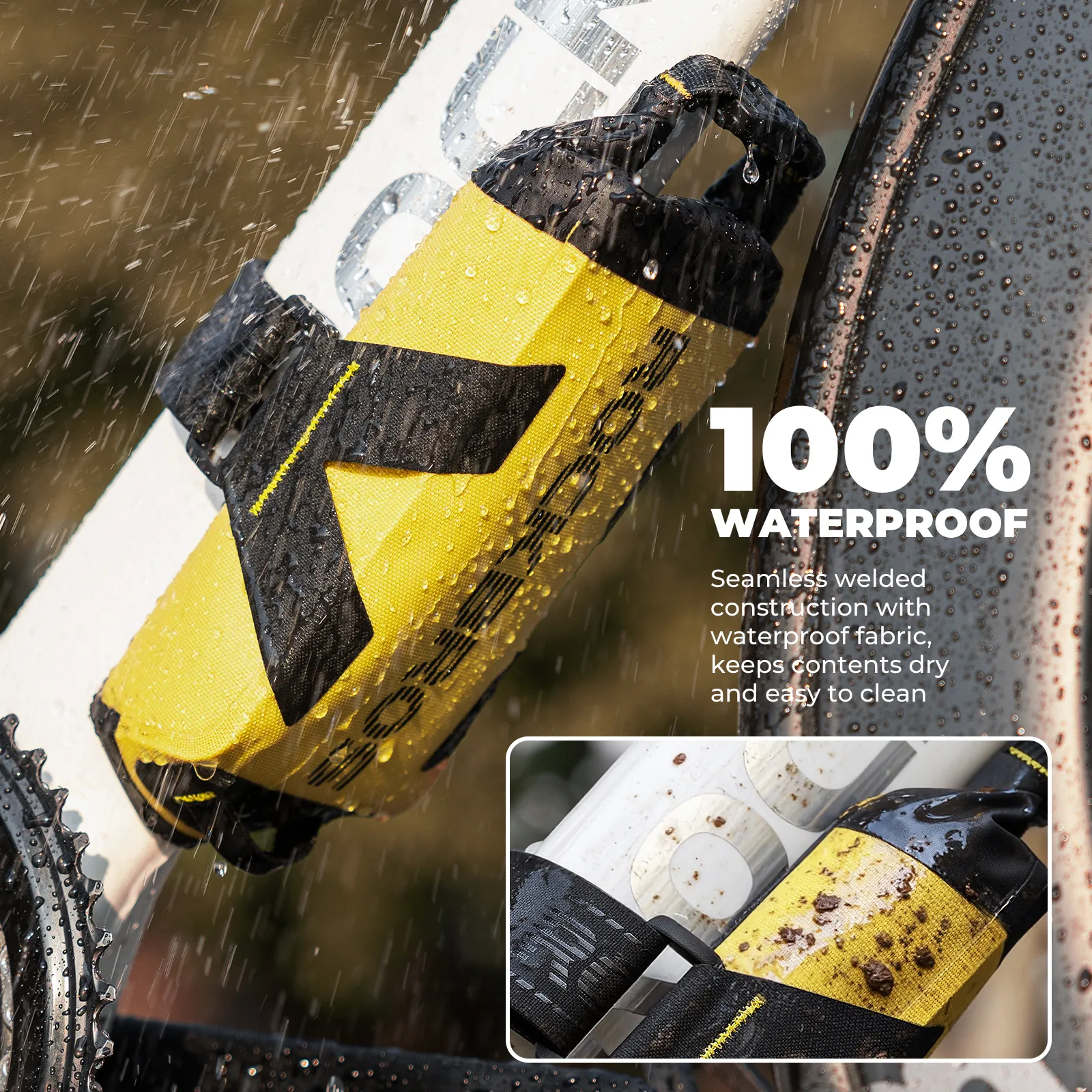 High-Vis Waterproof Roll-Top Frame Bag Mud Proof 1L - Image 2