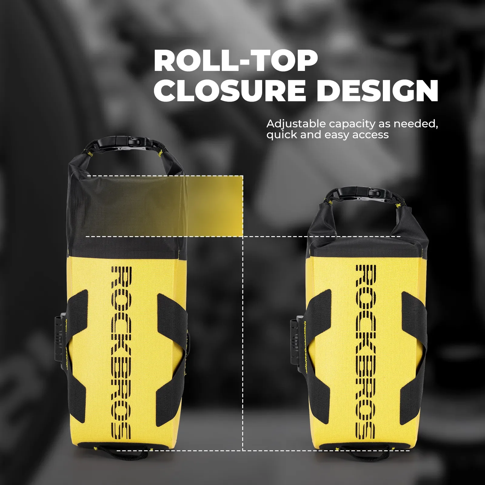 High-Vis Waterproof Roll-Top Frame Bag Mud Proof 1L - Image 4
