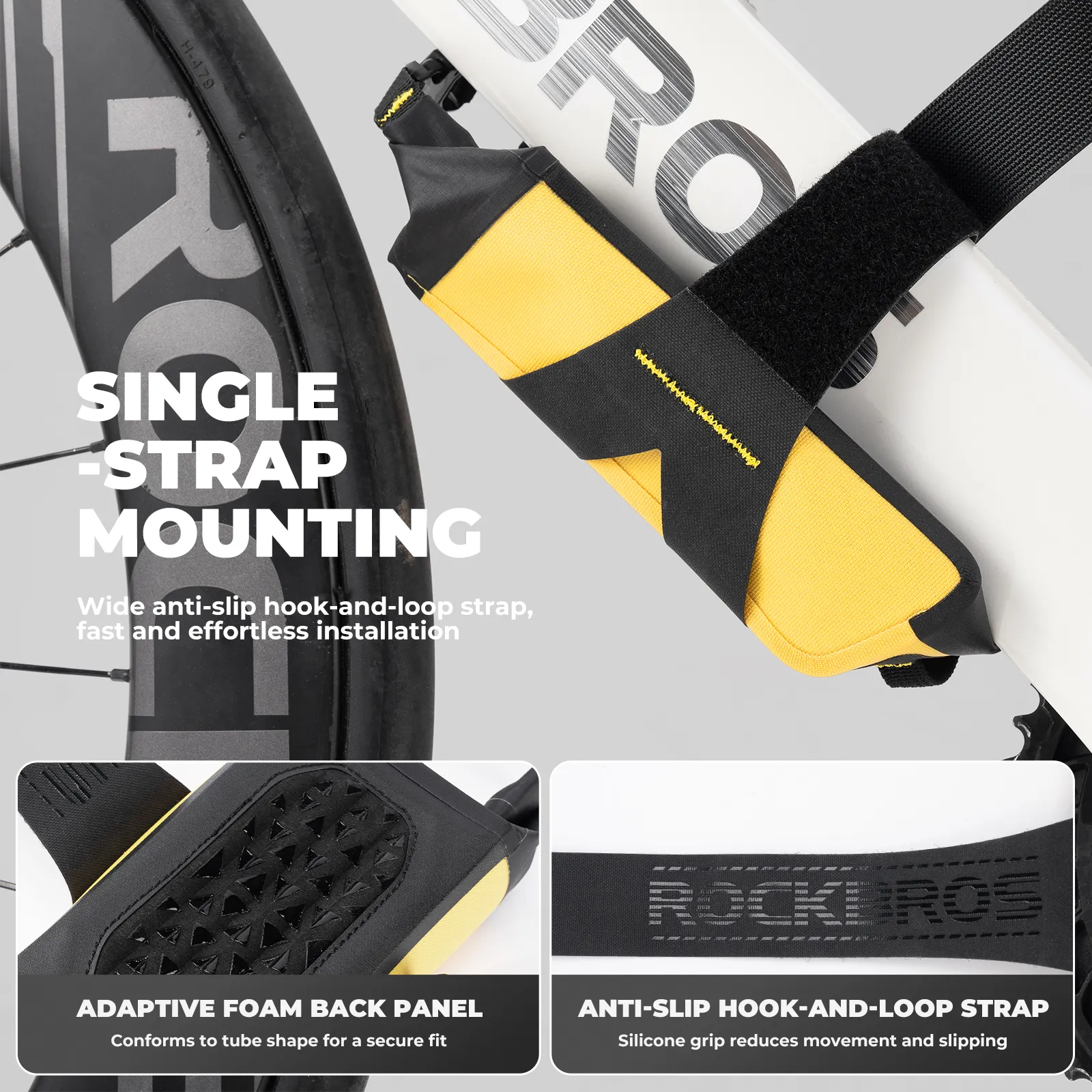 High-Vis Waterproof Roll-Top Frame Bag Mud Proof 1L - Image 5