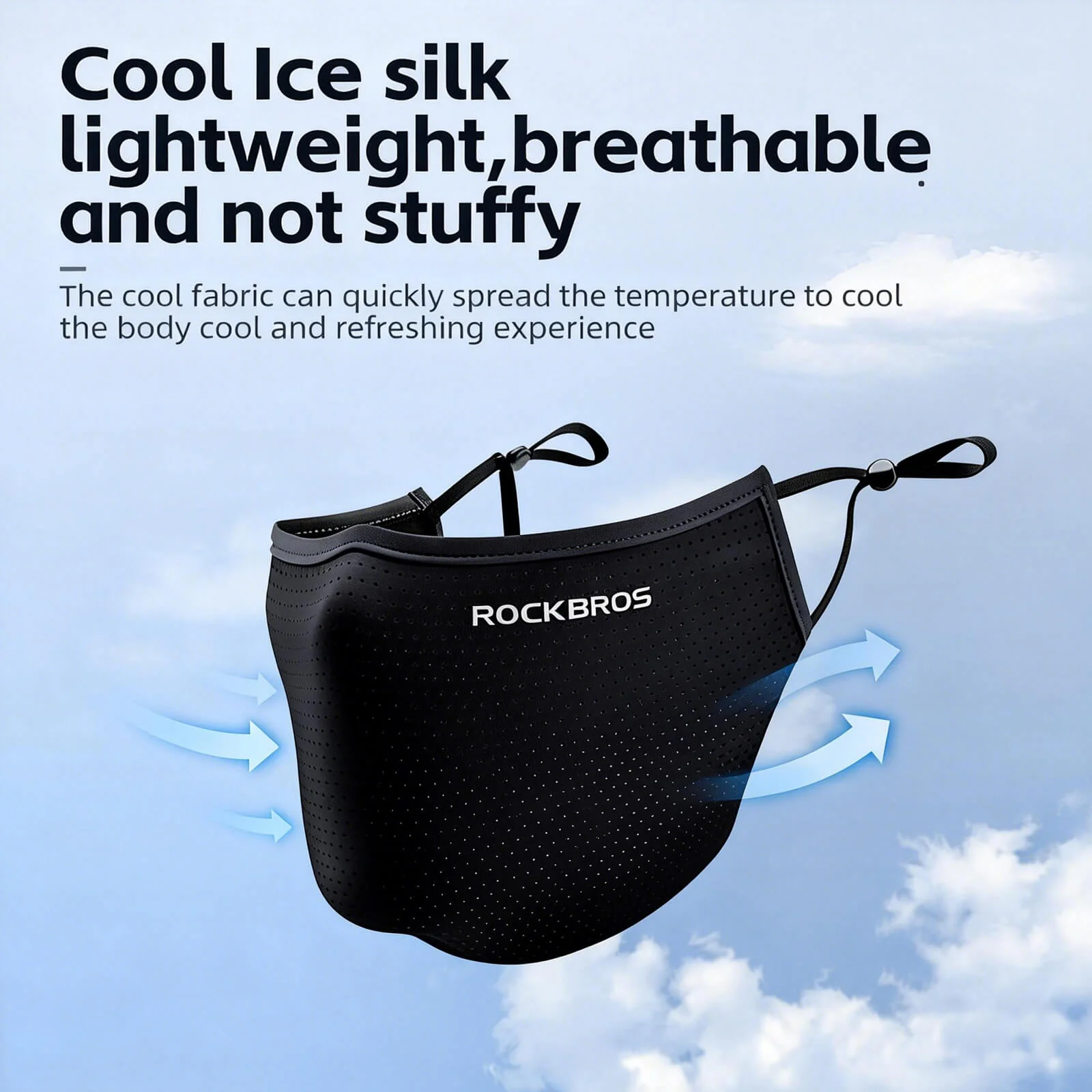 Ice Silk Cooling Face Mask Full Coverage UV Protection Black - Image 2