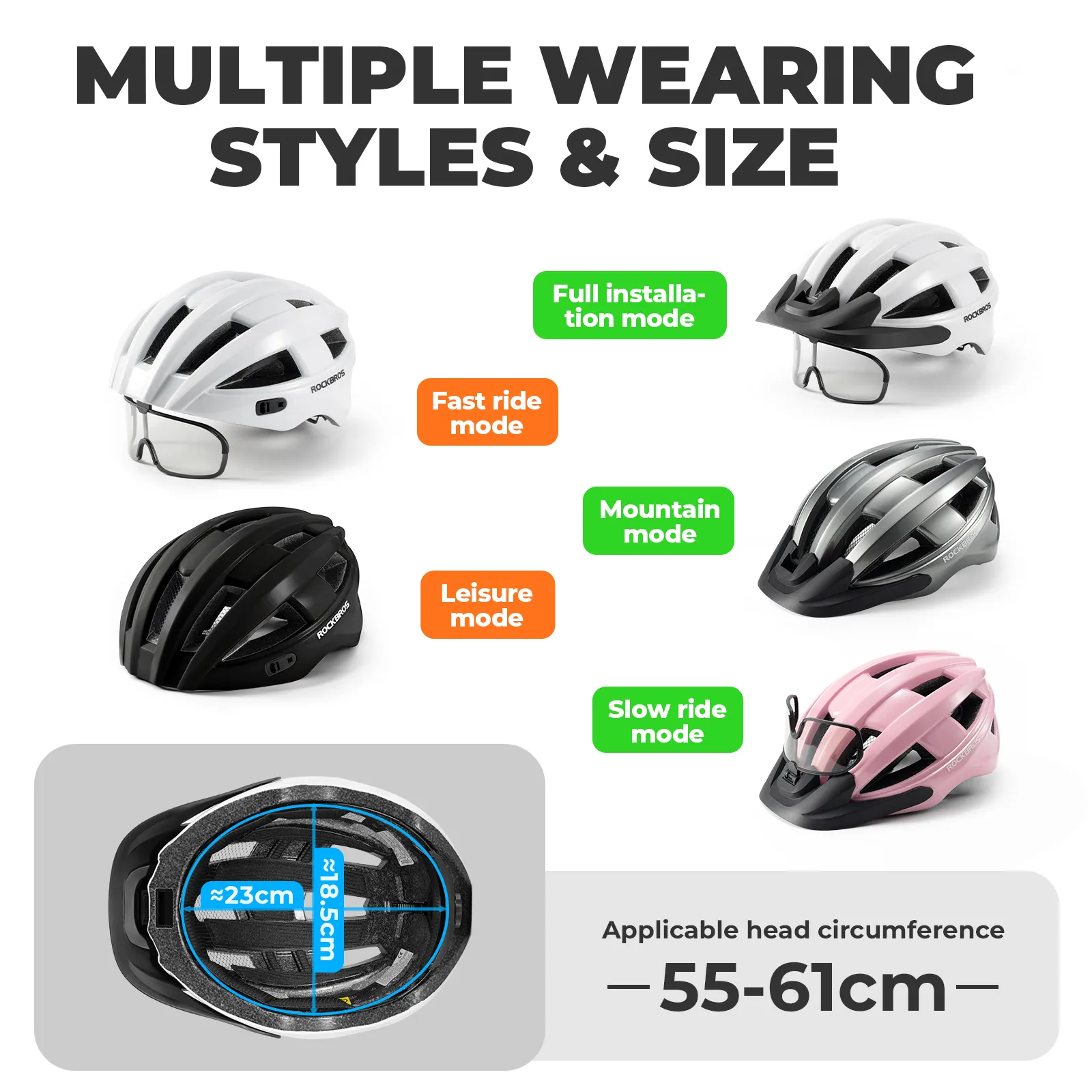 In-Mold Protection Bike Helmet with Photochromic UV400 Magnetic Visor - Image 6