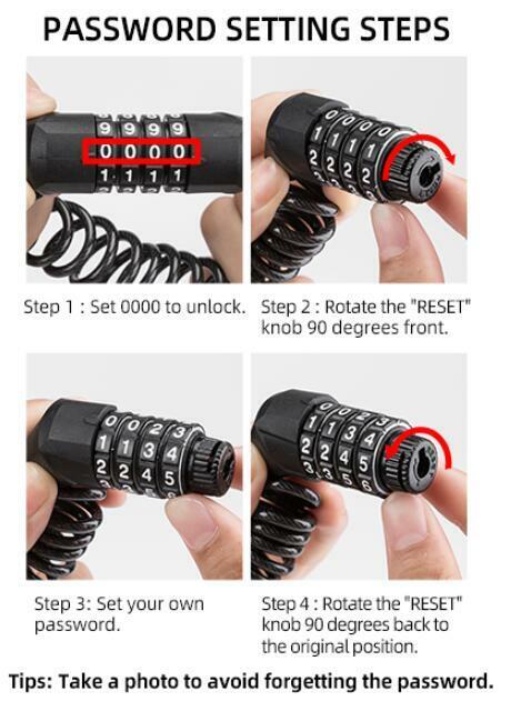 JIN Bicycle Cable Lock Bike Anti-theft Lock Mini 1.5m Bicycle Security Password - Image 4