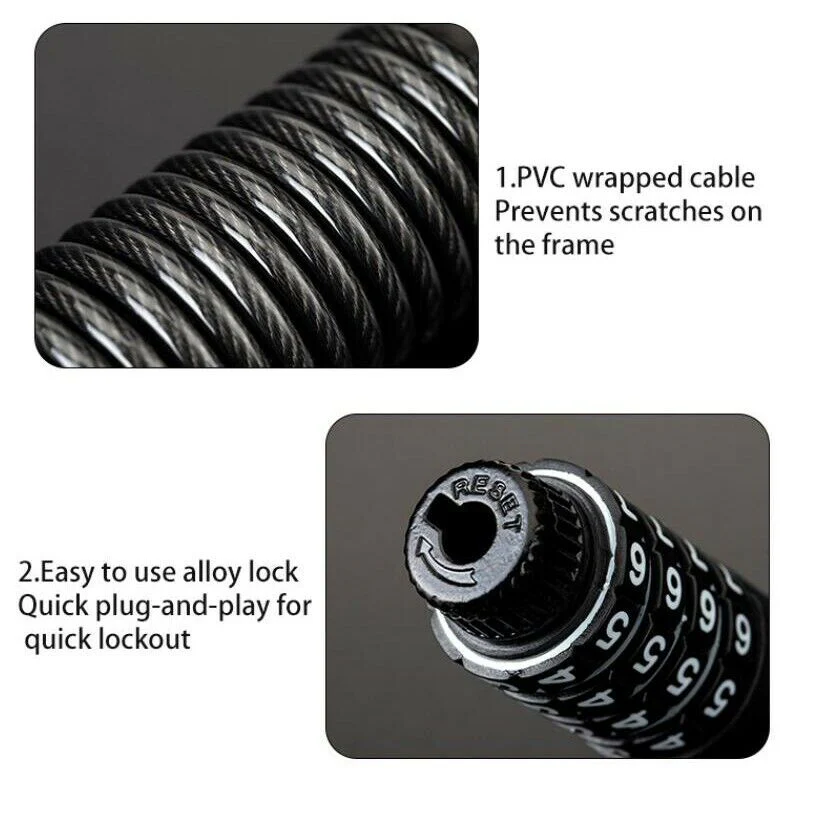JIN Bicycle Cable Lock Bike Anti-theft Lock Mini 1.5m Bicycle Security Password - Image 9