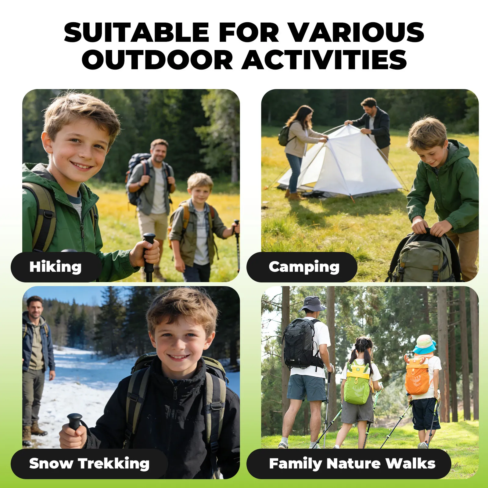 Kids Adventure Trekking Poles 51–100cm Adjustable - Image 16