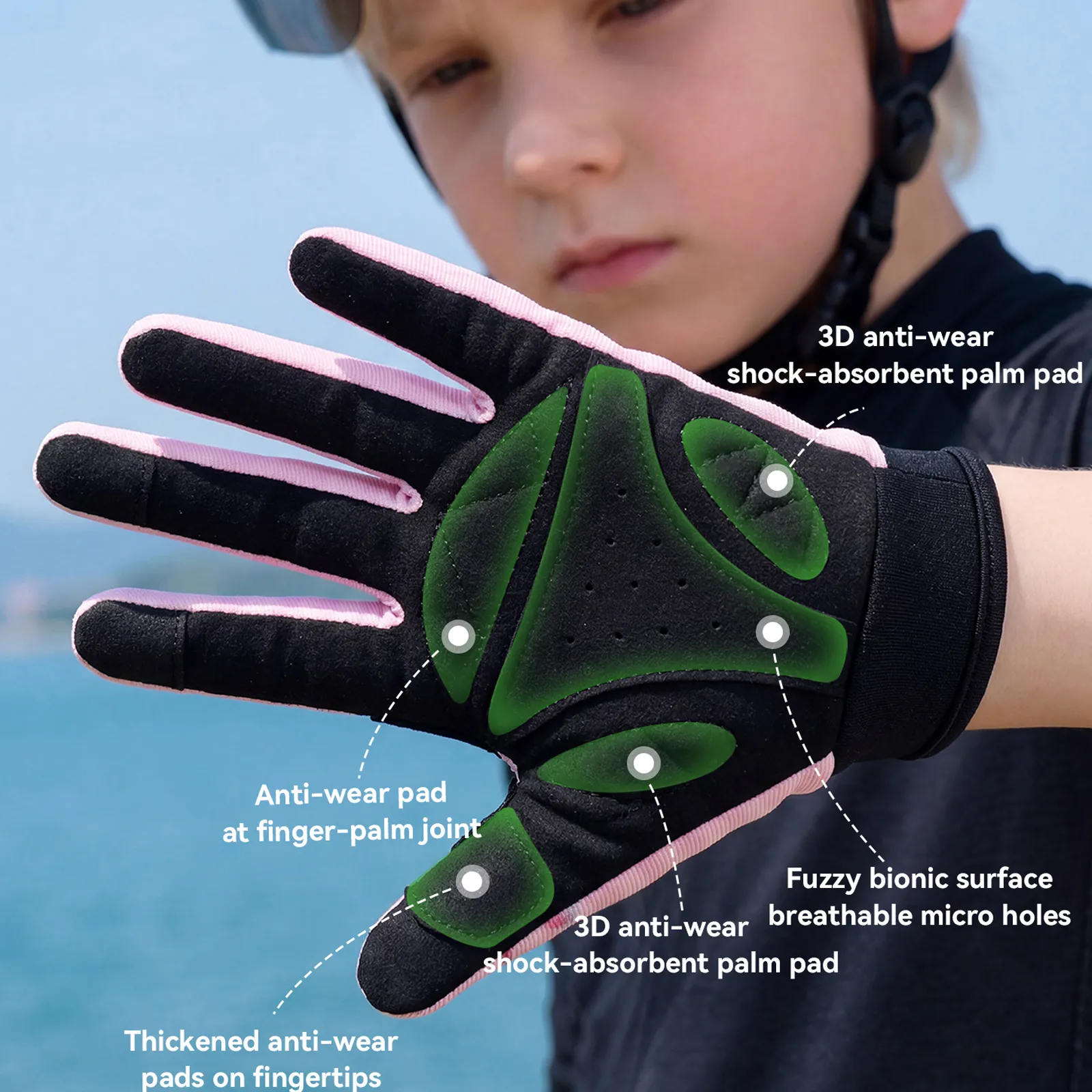 Kids Full Finger Sports Gloves with PVC Knuckle Guard - Image 15