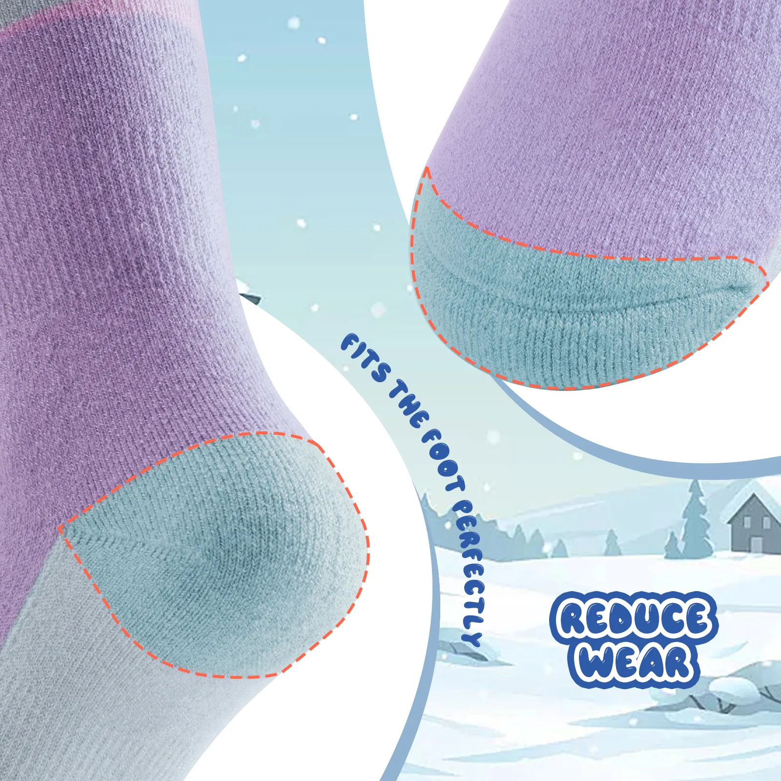 Kids Merino Wool Ski Socks Breathable Thermal - Image 10