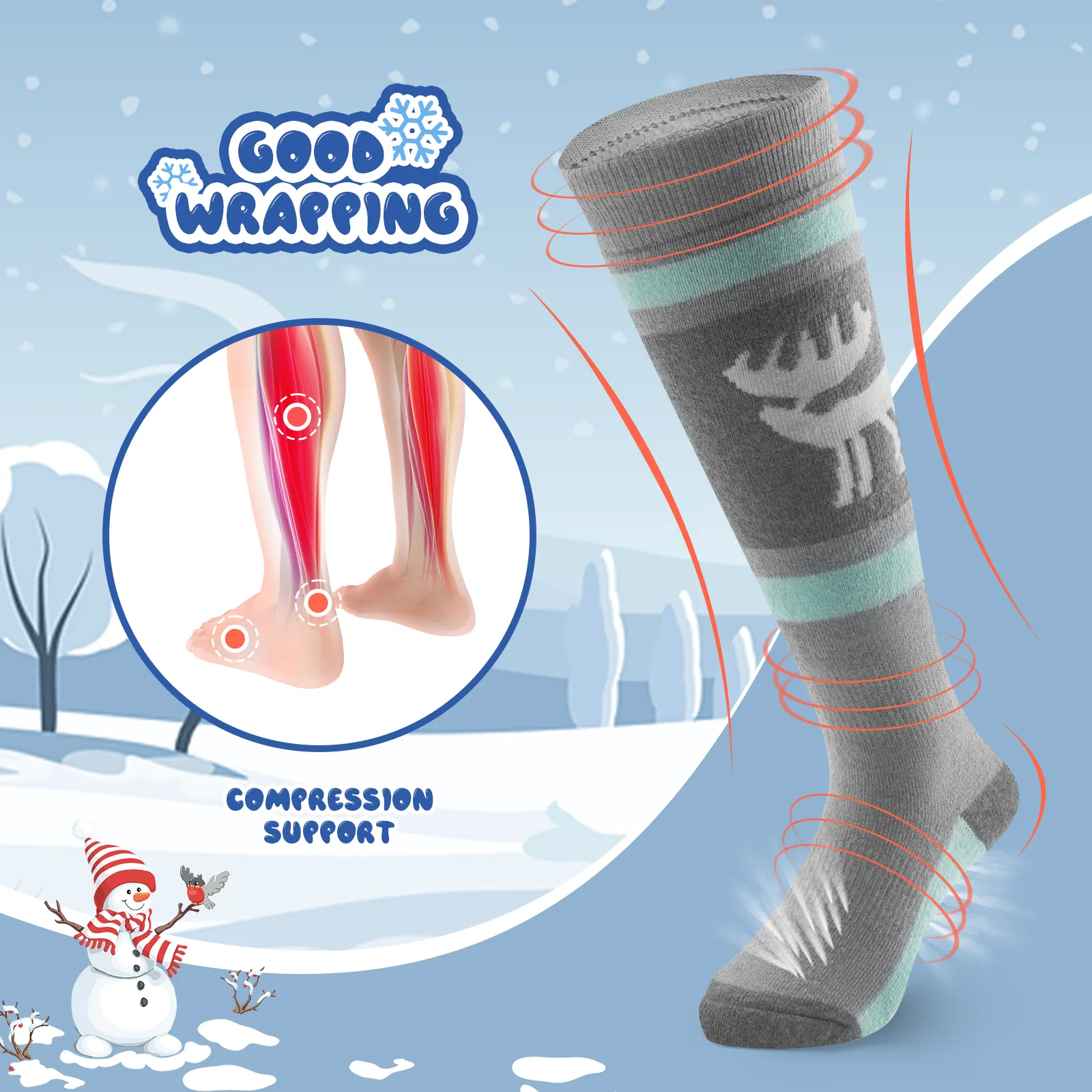 Kids Merino Wool Ski Socks Breathable Thermal - Image 15