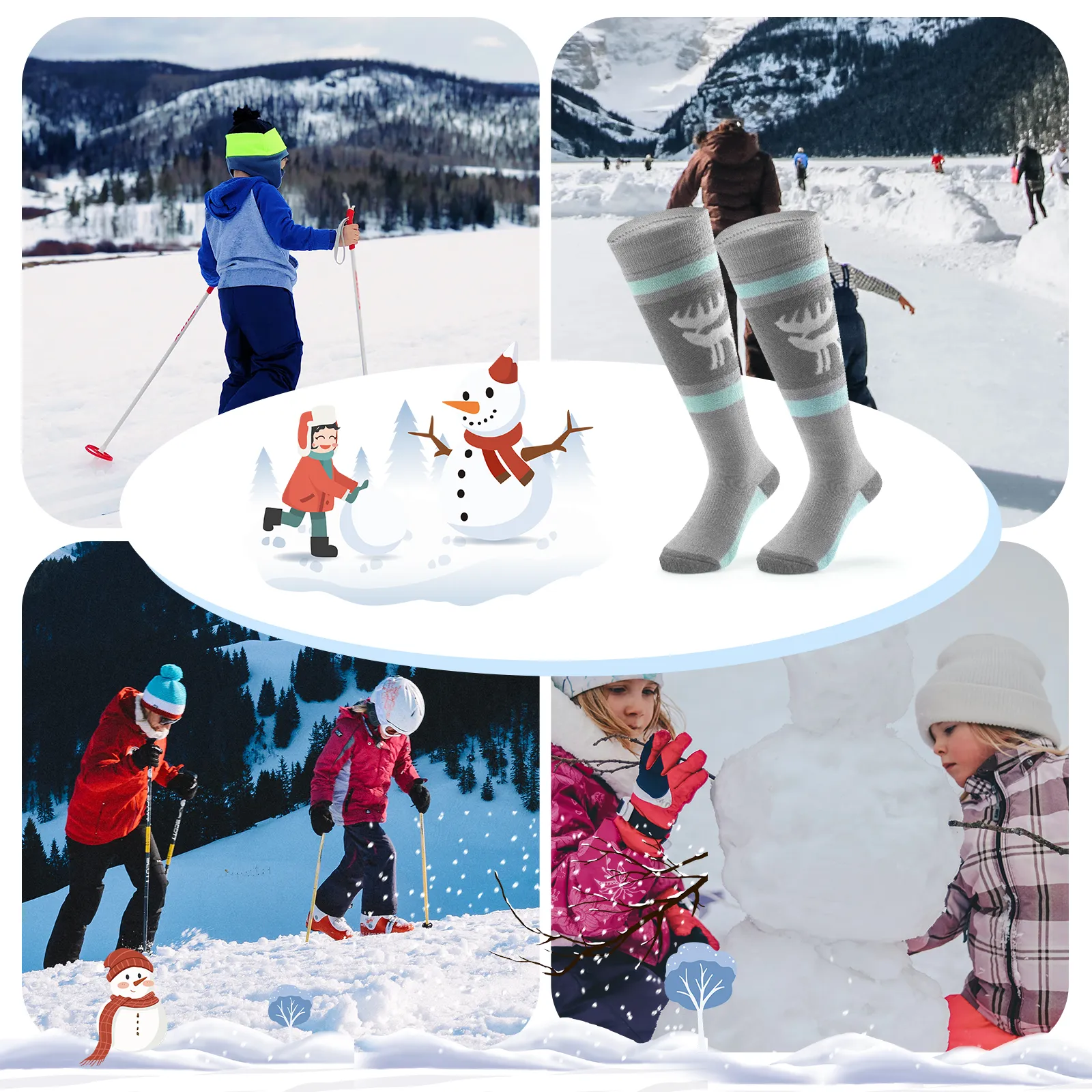 Kids Merino Wool Ski Socks Breathable Thermal - Image 18