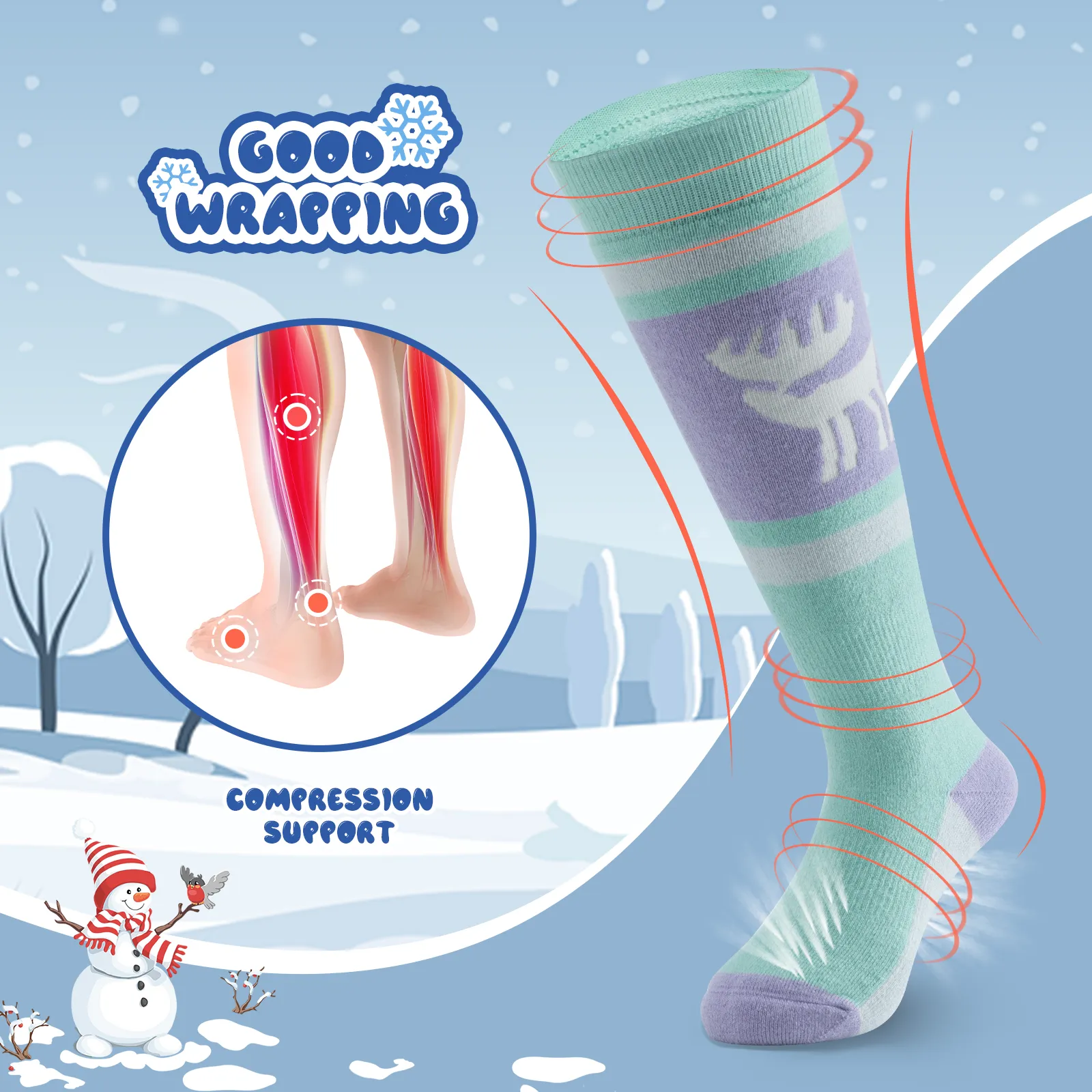 Kids Merino Wool Ski Socks Breathable Thermal - Image 21