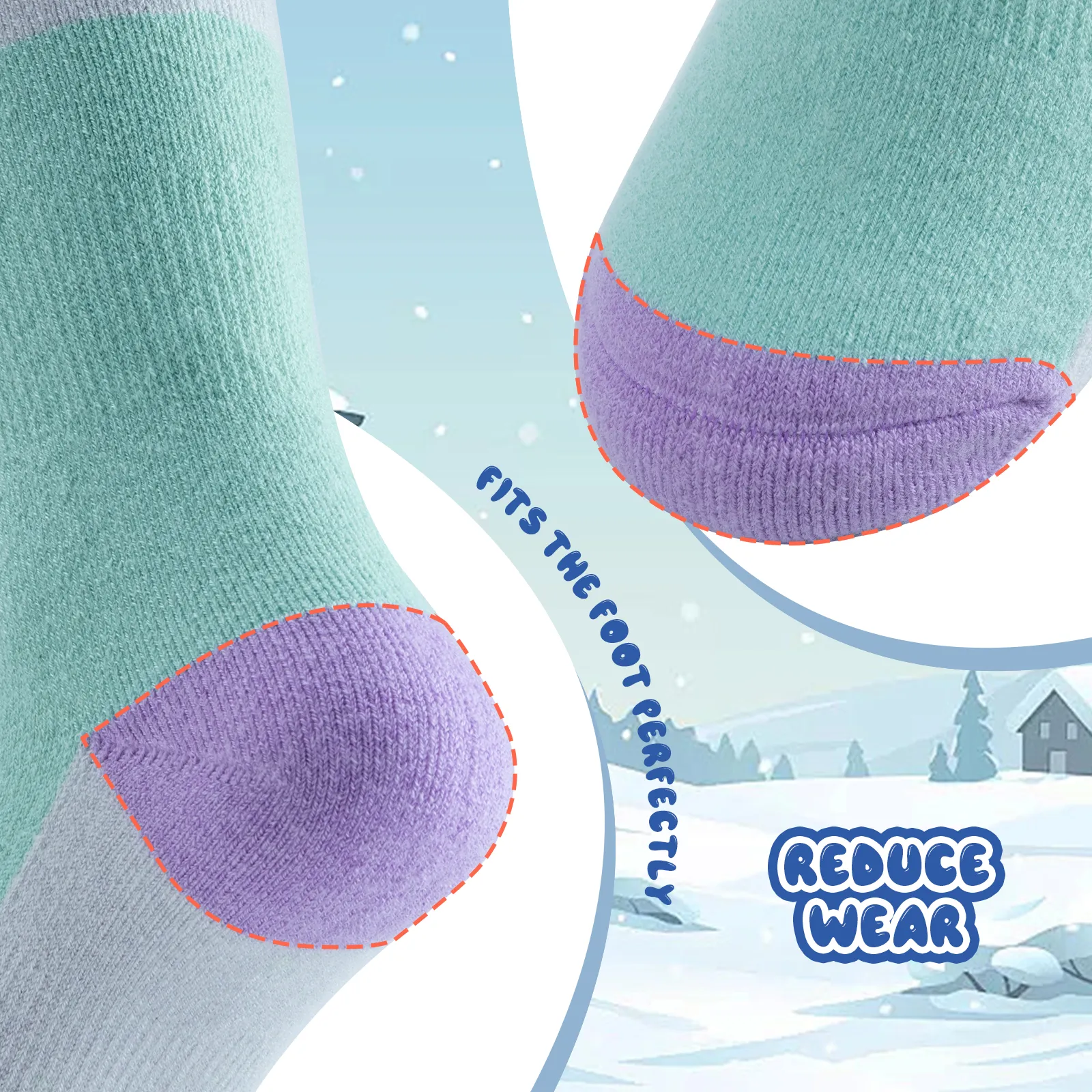 Kids Merino Wool Ski Socks Breathable Thermal - Image 22