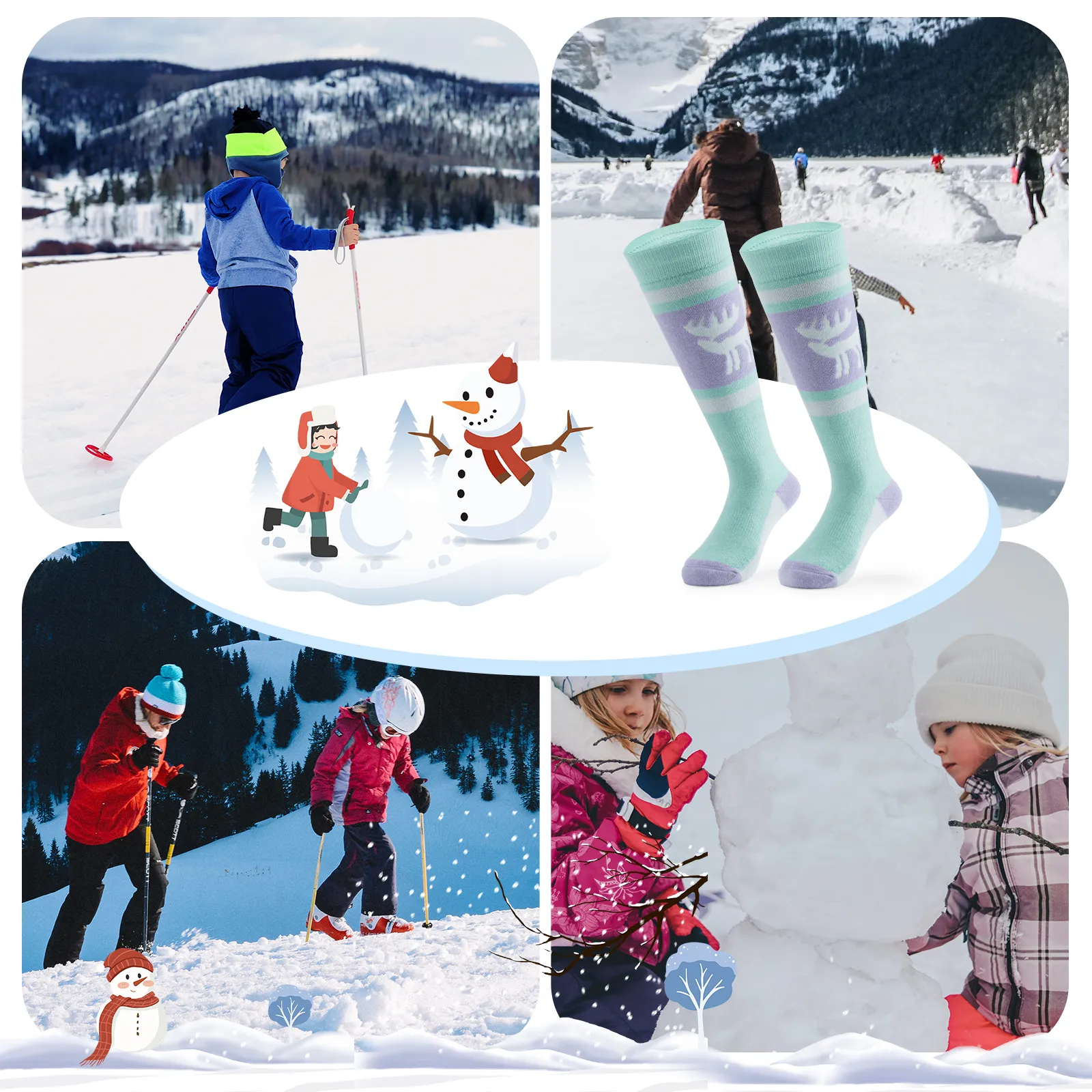 Kids Merino Wool Ski Socks Breathable Thermal - Image 24