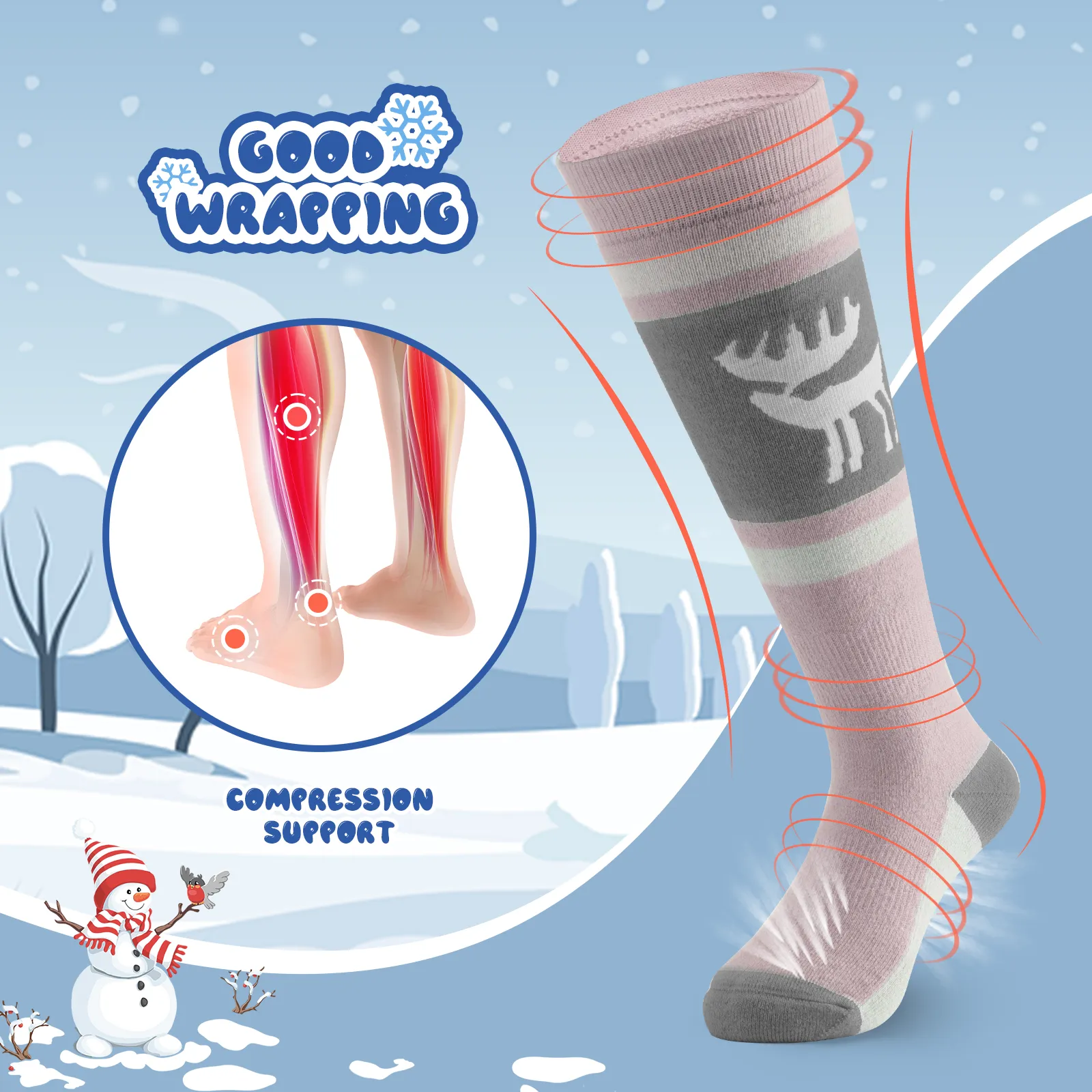 Kids Merino Wool Ski Socks Breathable Thermal - Image 3
