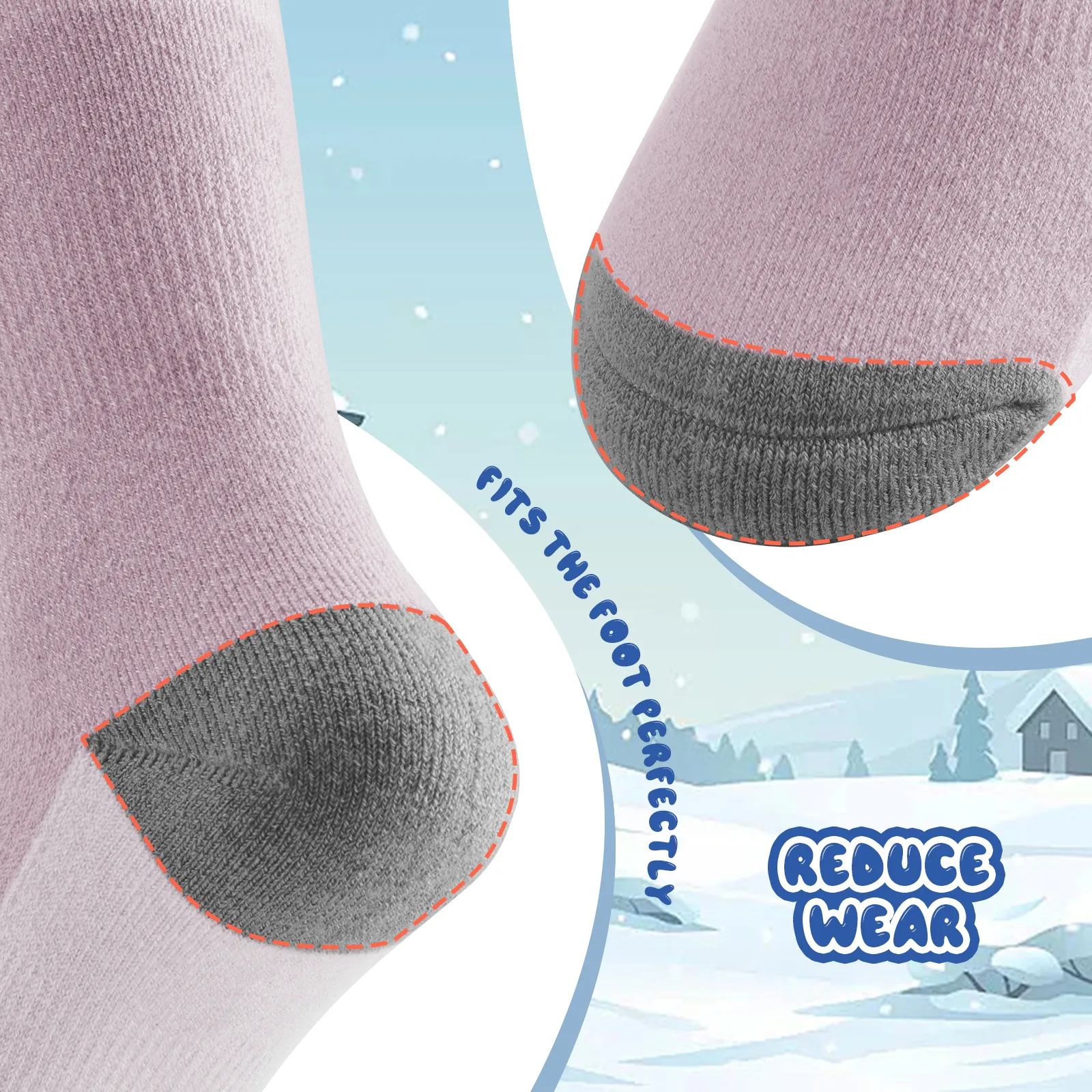 Kids Merino Wool Ski Socks Breathable Thermal - Image 4