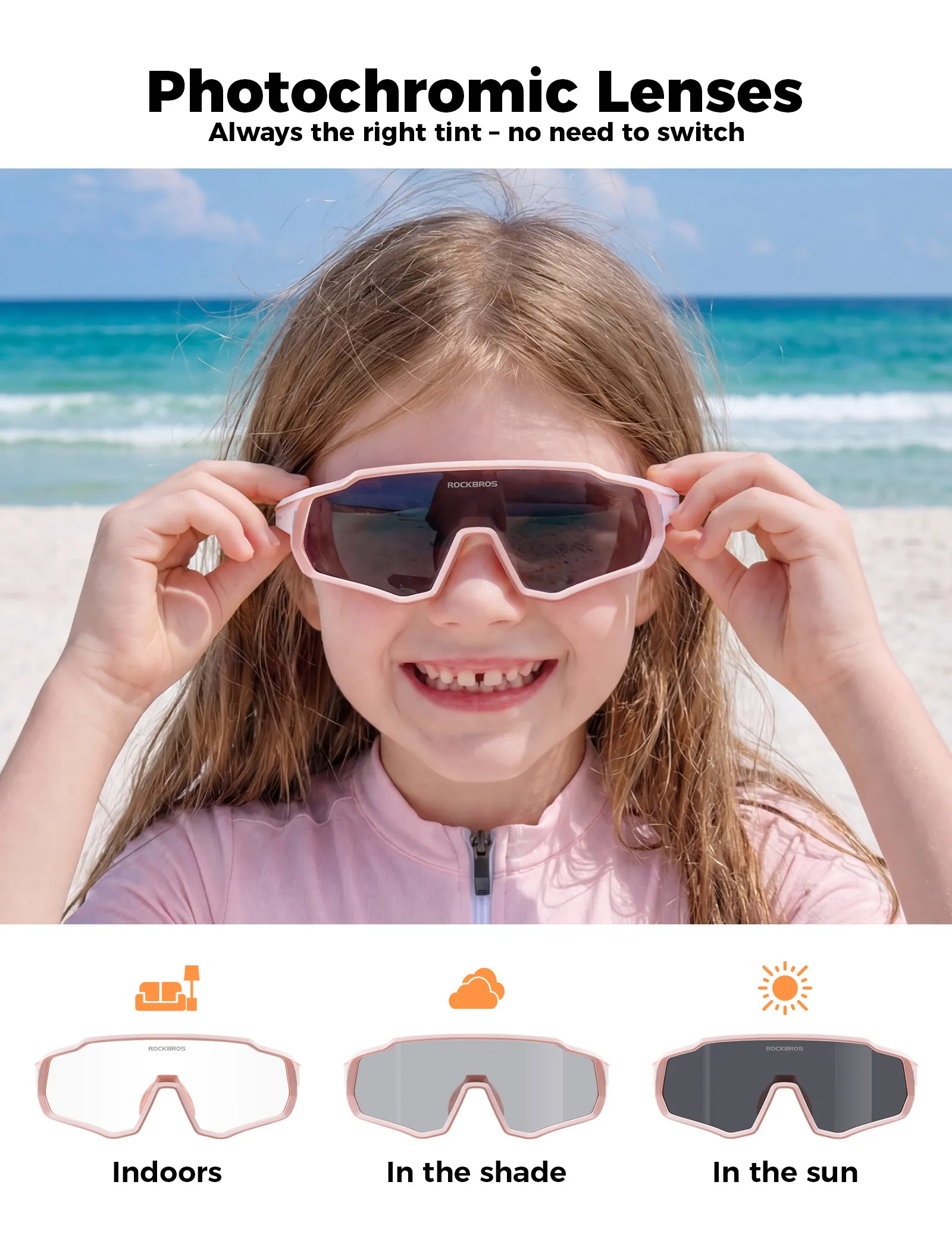 Kids Photochromic/Polarised Cycling Sunglasses UV Protection - Image 36