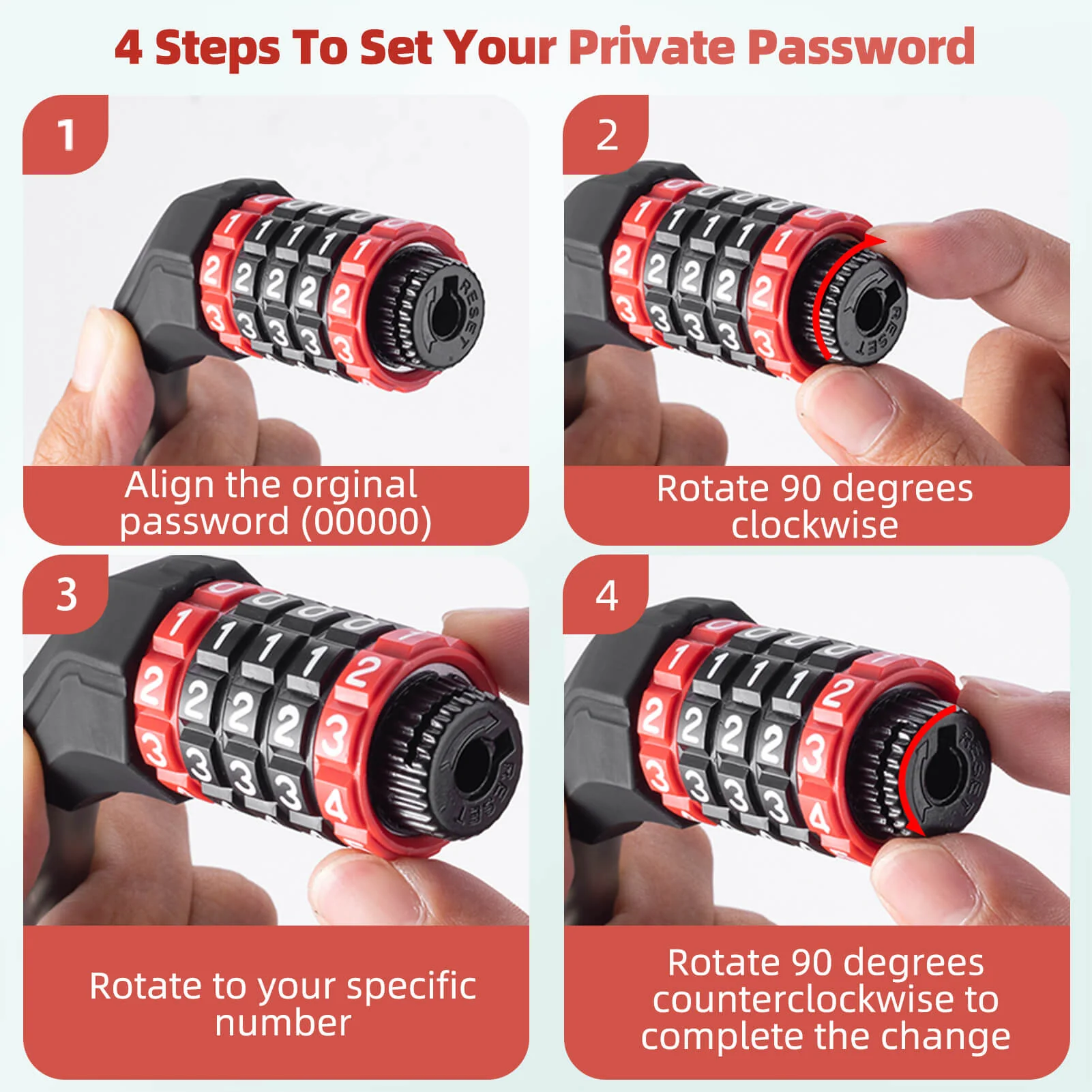 LED Security Bike Lock 5-Digit Combination - Image 4