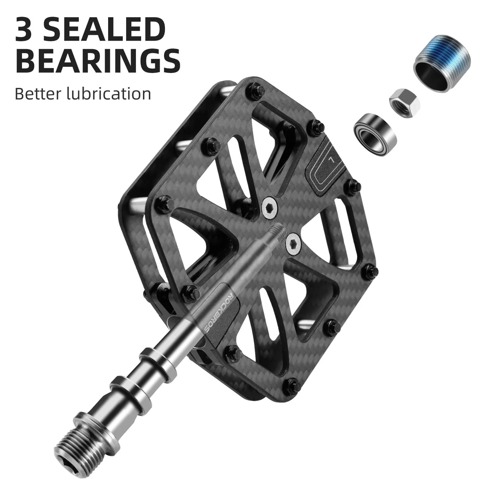 Lightweight Carbon Fiber Bike Pedals Triple Bearing Anti-Slip - Image 3