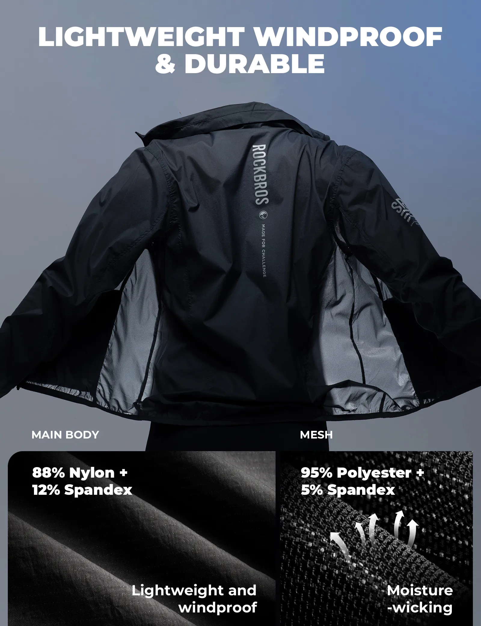 Lightweight Cycling Wind Jacket Packable Unisex - Image 3