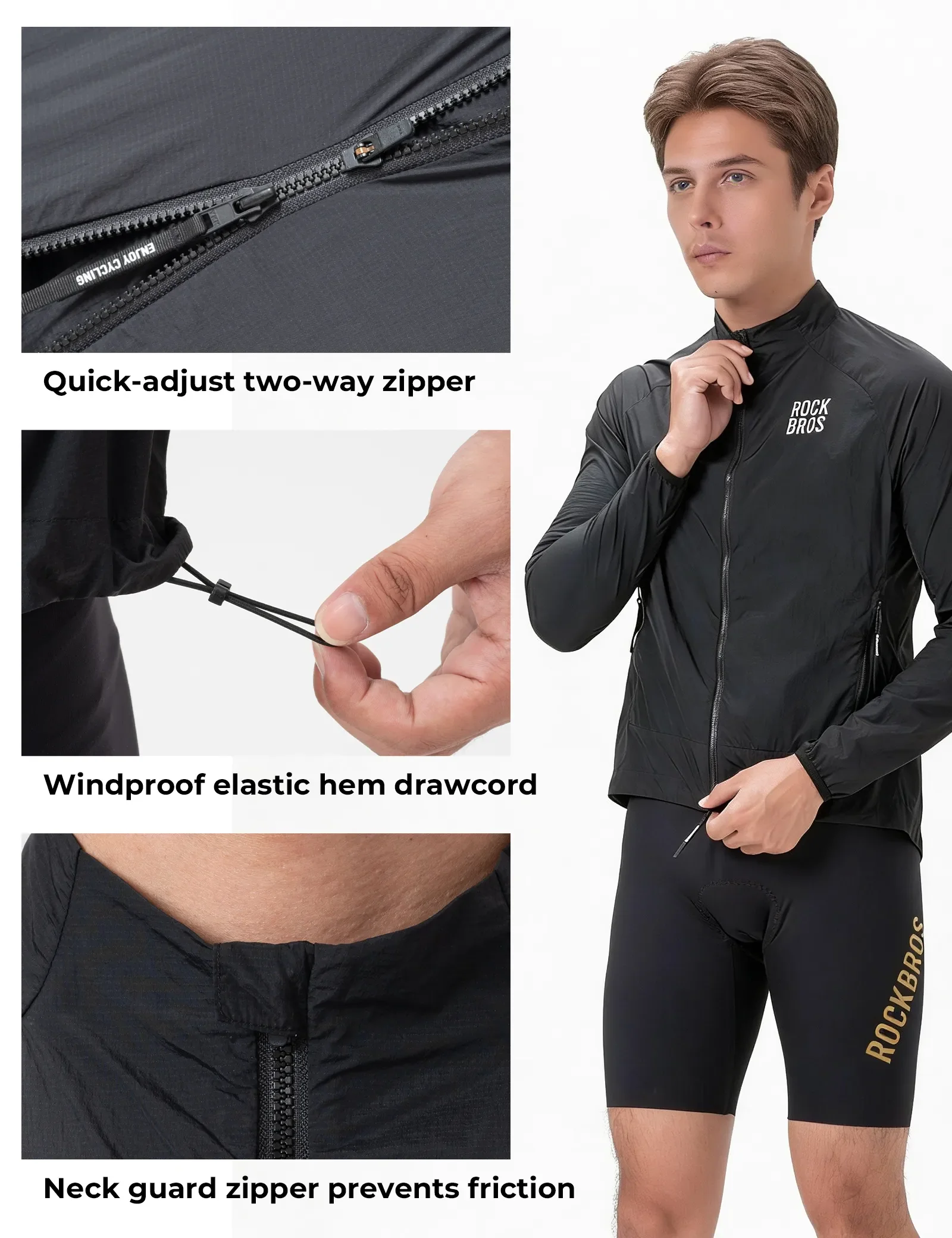Lightweight Cycling Wind Jacket Packable Unisex - Image 6