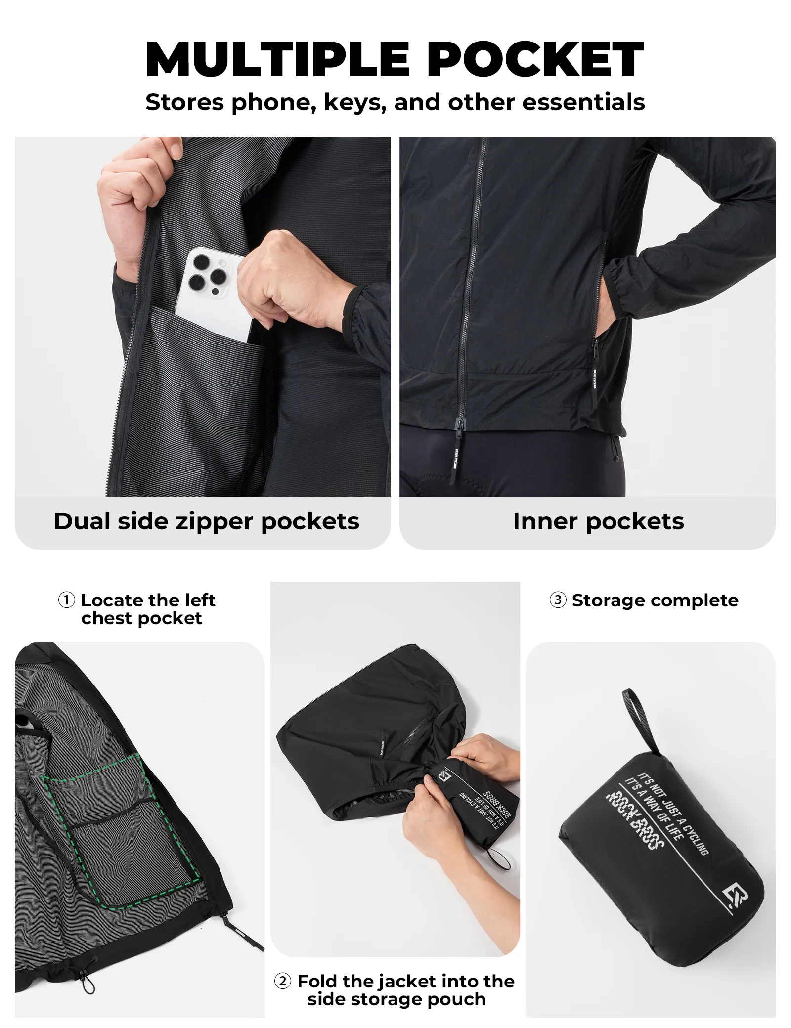 Lightweight Cycling Wind Jacket Packable Unisex - Image 7