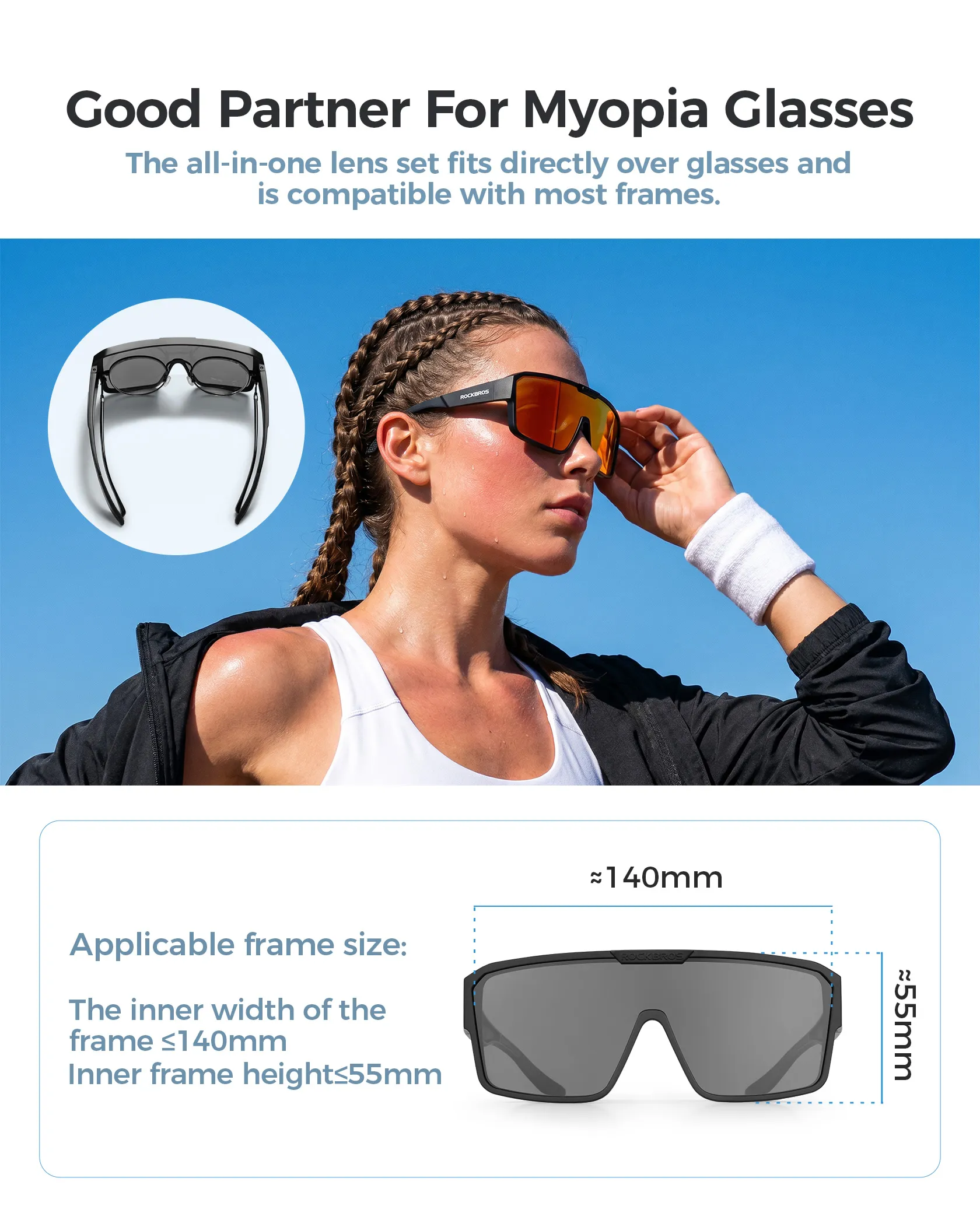 Lightweight Polarized Fit Over Cycling Sunglasses for Prescription Glasses UV400 SP348 - Image 11