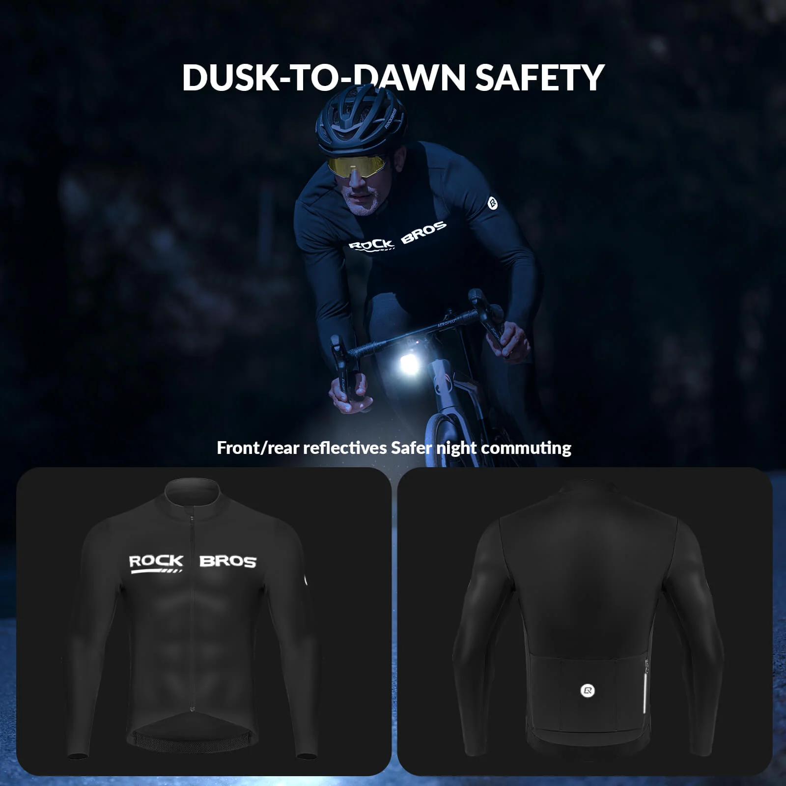 Long Sleeve Cycling Jersey with Full Zipper and Rear Pockets - Image 6