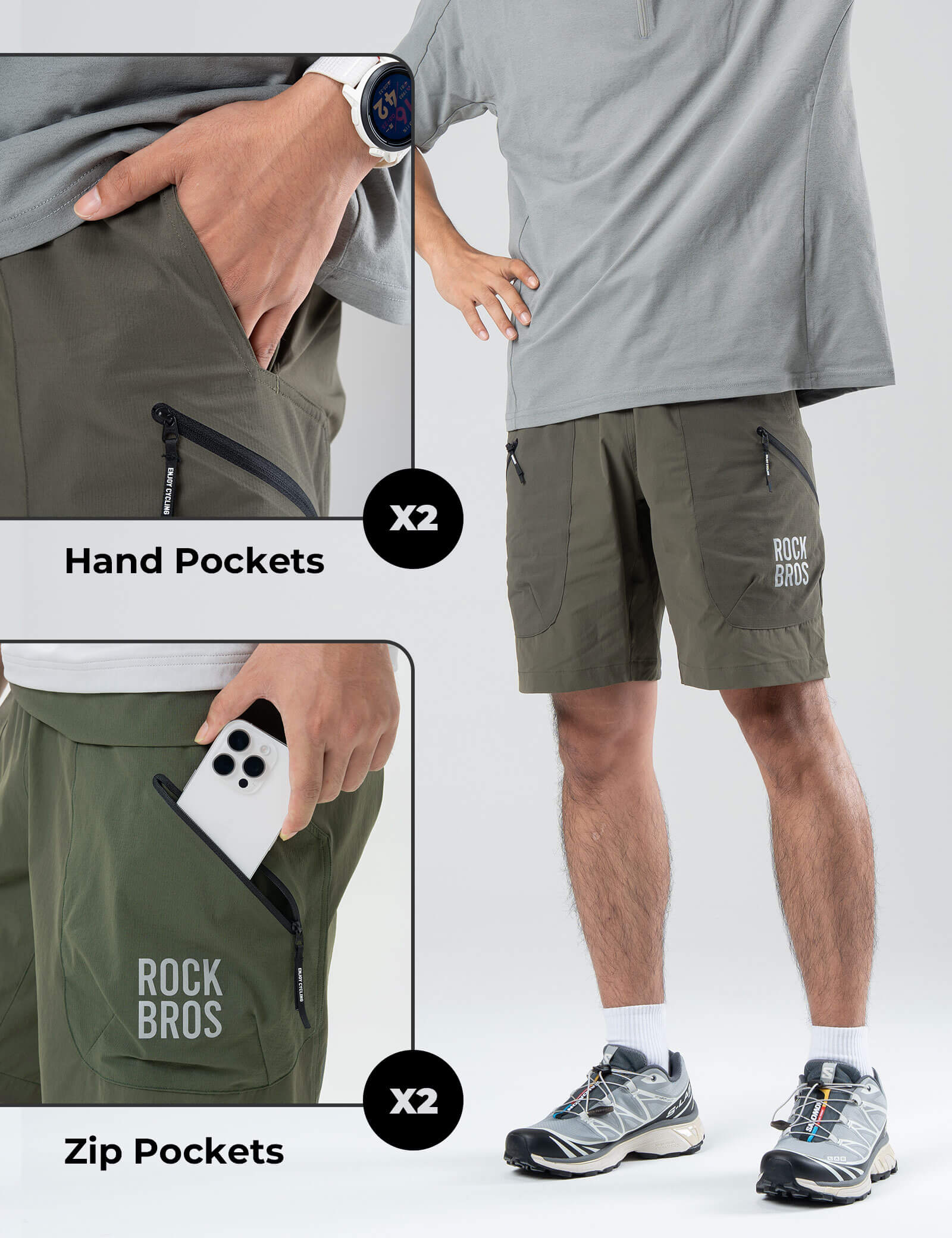 Men’s Commuter Shorts Moisture-Wicking Multi-Pocket Shorts for Outdoor - Image 11