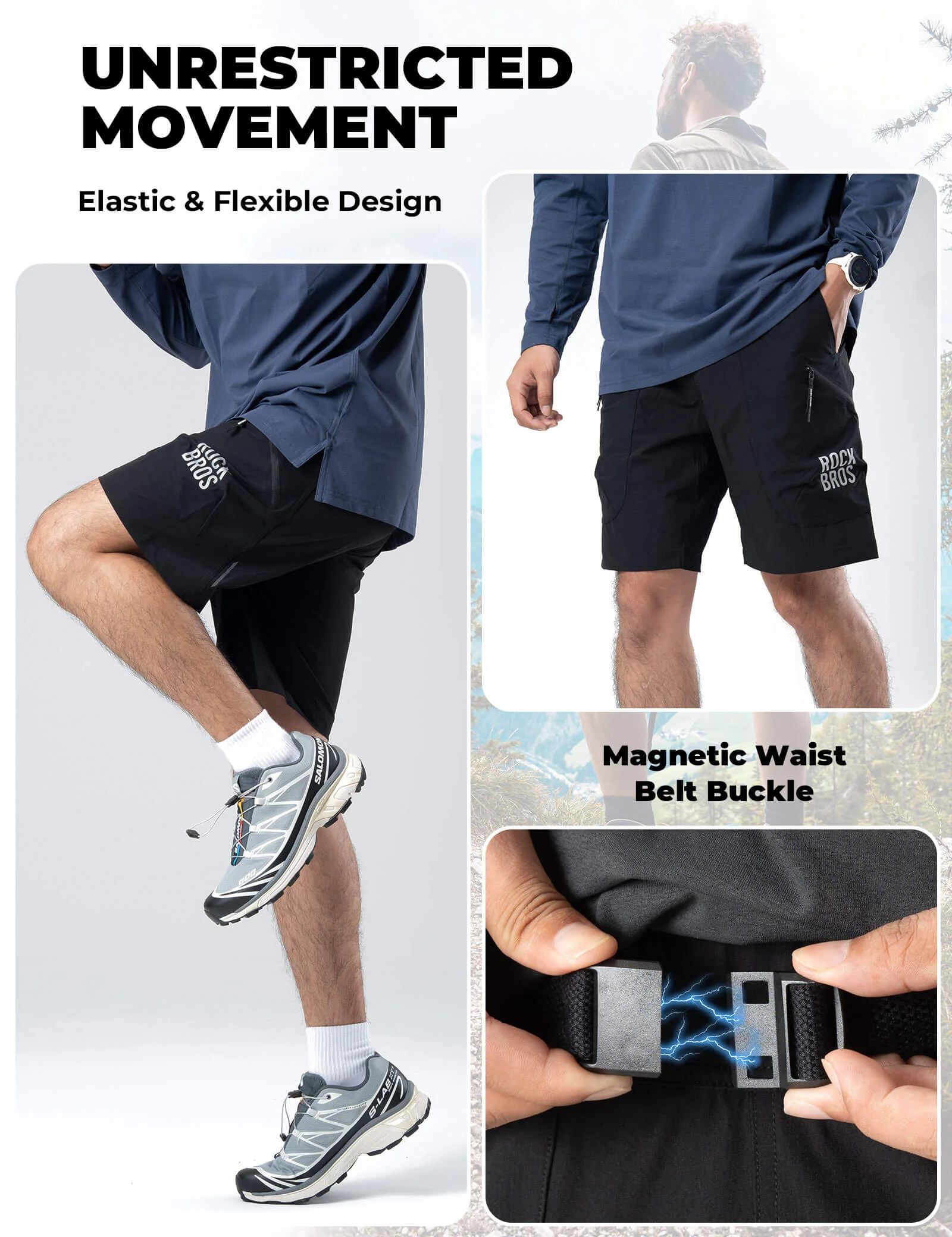 Men’s Commuter Shorts Moisture-Wicking Multi-Pocket Shorts for Outdoor - Image 3