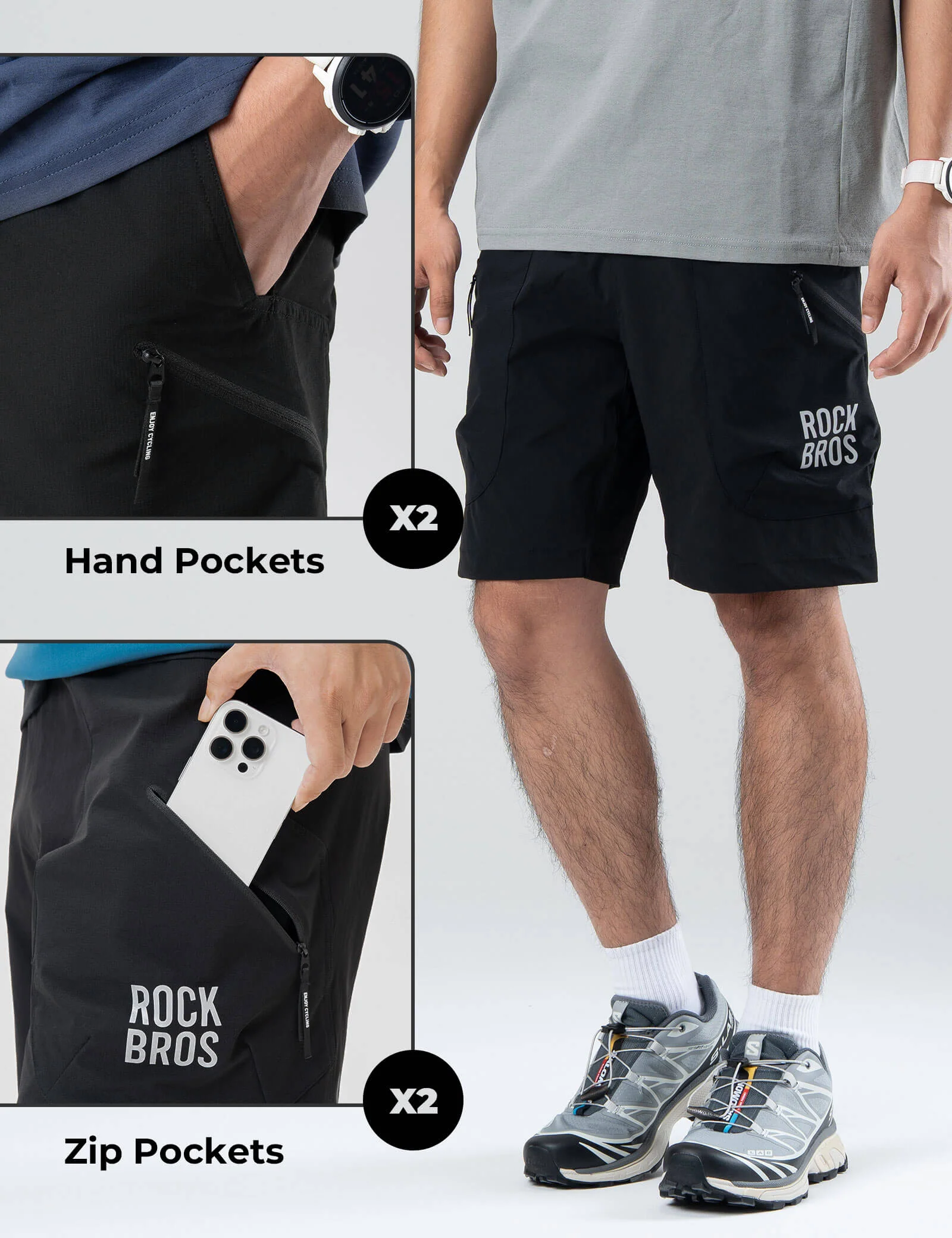 Men’s Commuter Shorts Moisture-Wicking Multi-Pocket Shorts for Outdoor - Image 4