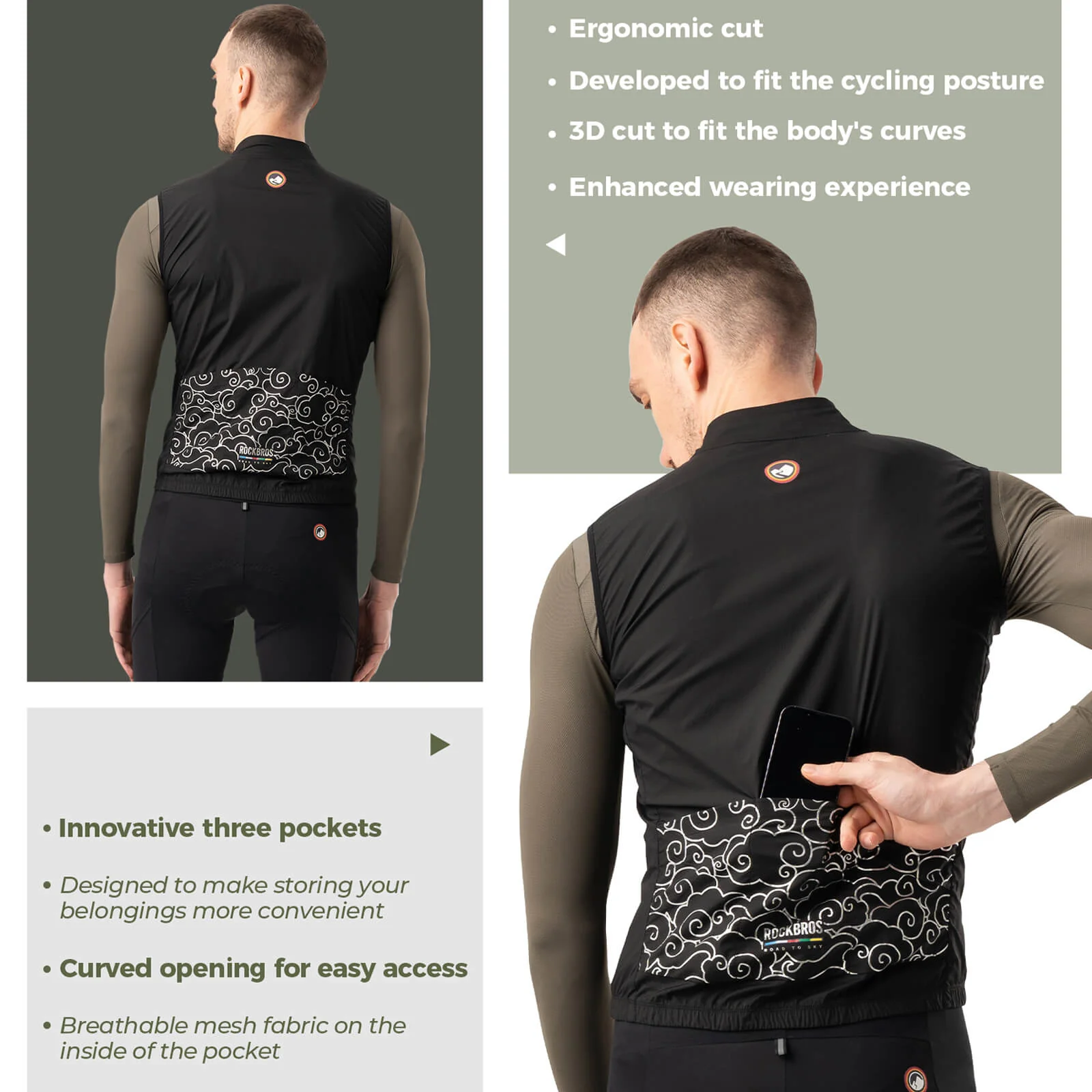 Men’s Cycling Vest Lightweight and Windproof with UV Protection - Image 3