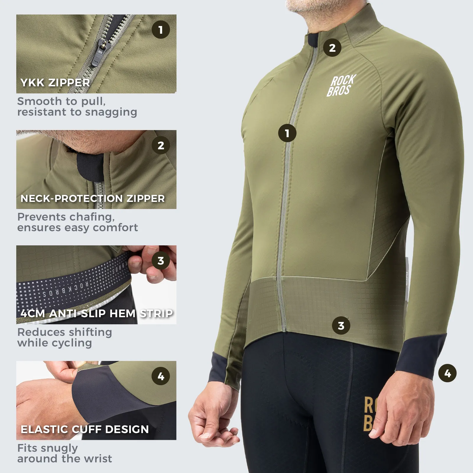 Men’s Outdoor Cycling Jacket with Reflective Details Breathable Fit - Image 15
