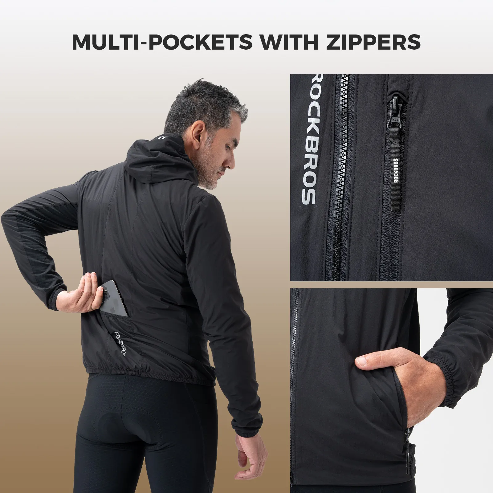 Men’s Thermal Cycling Jacket Water-Repellent Fleece with Reflective Details - Image 3