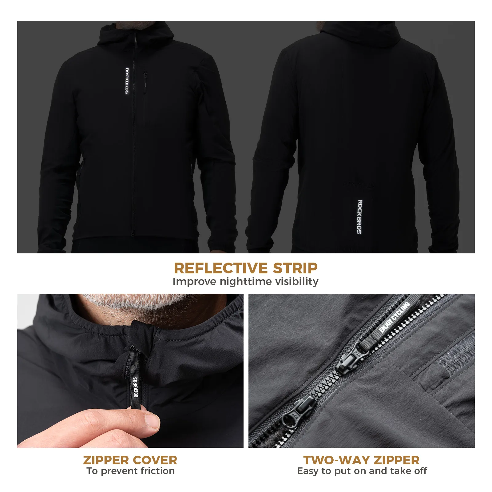 Men’s Thermal Cycling Jacket Water-Repellent Fleece with Reflective Details - Image 4