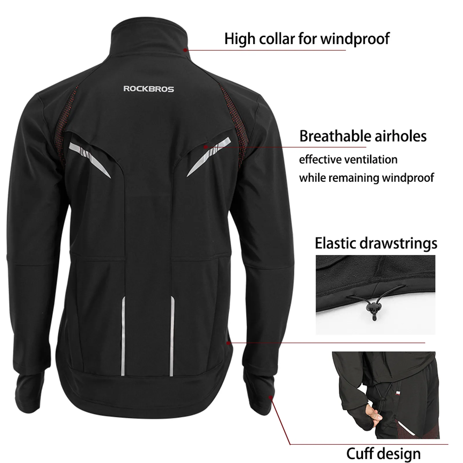 Men’s Thermal Softshell Cycling Jacket 3-Layer Winter Protection - Image 4