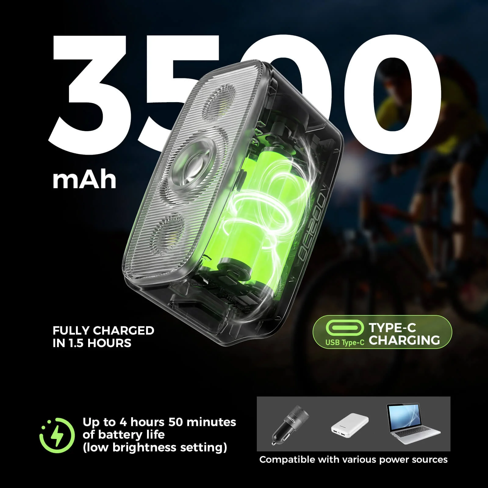 Mini Bike Front Light 3 Lighting Modes Night Riding Safety Torch - Image 4