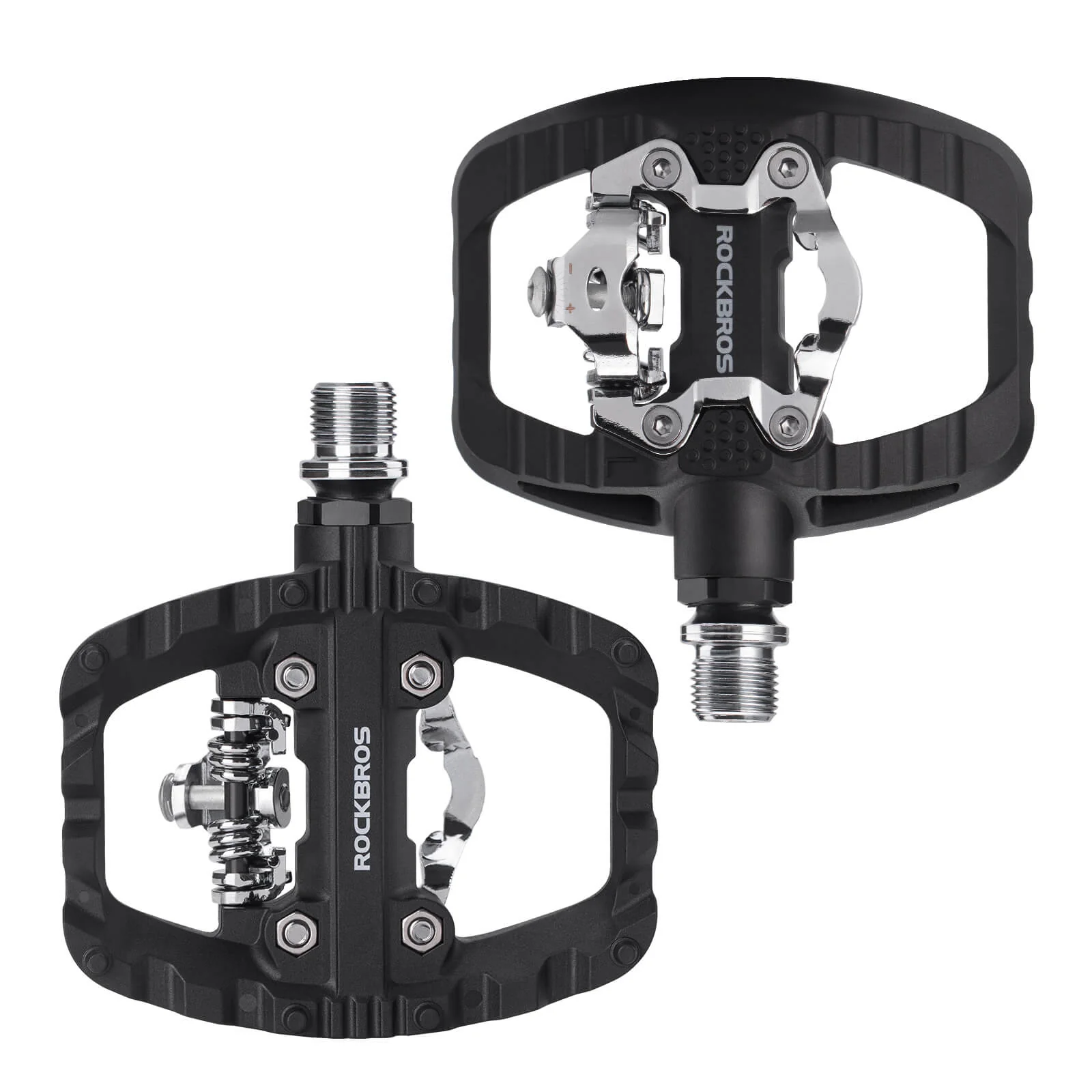 Mountain Bike Pedals 2 in 1 Flat and Clipless