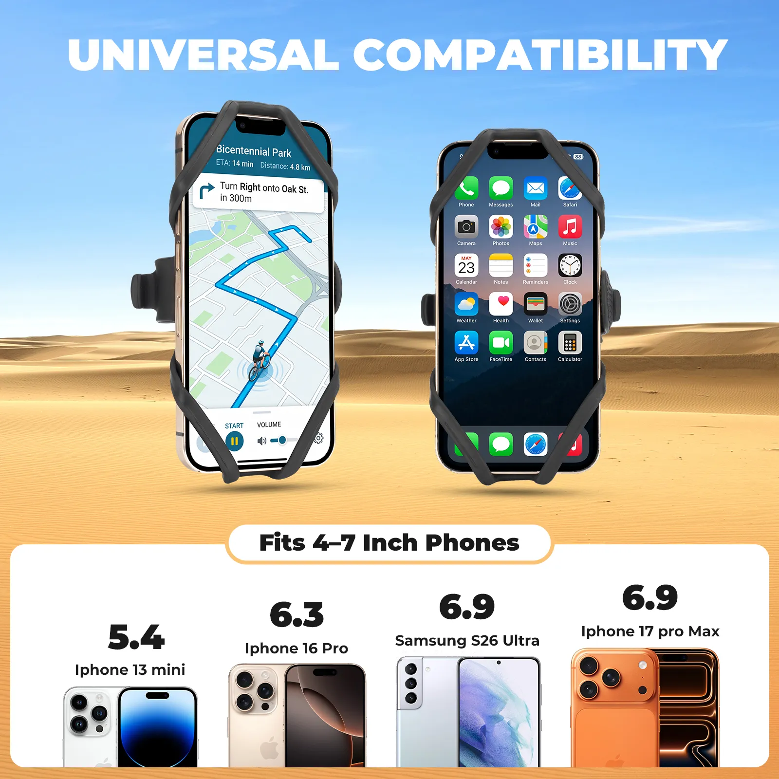 No-Tool Silicone Bike Phone Mount Quick Install for 4–7 Inch Phones - Image 5