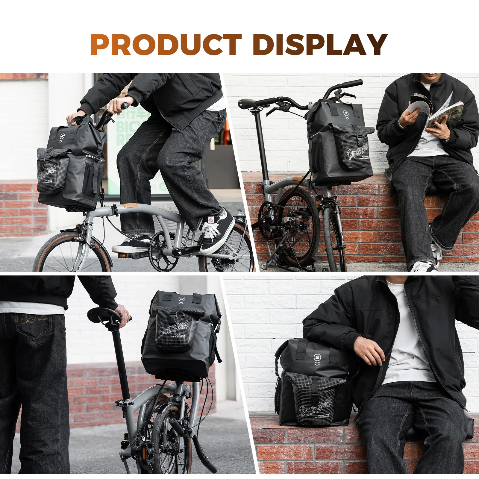 Nylon Folding Bike Handlebar Bag Roll Top Compact 18L - Image 7