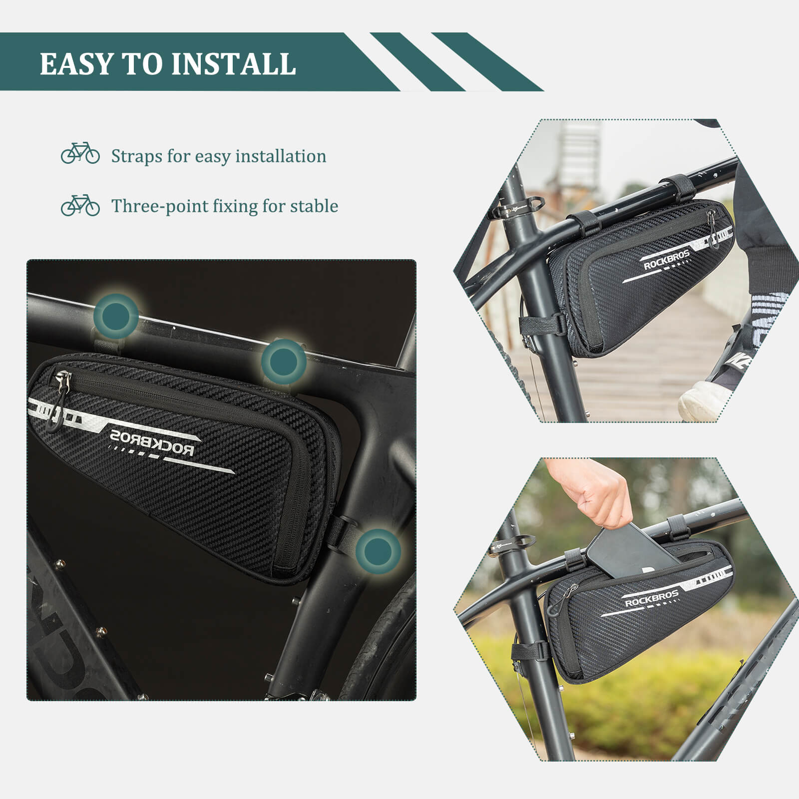 Nylon Triangle Frame Bag Large Capacity Storage Greenway Series - Image 9