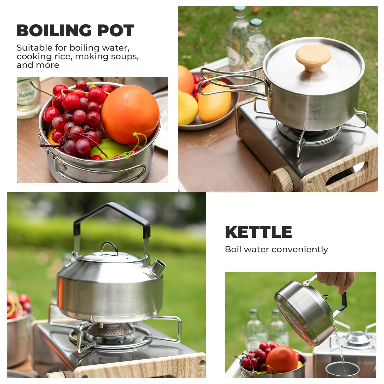Outdoor Stainless Steel Folding Cookware Set - Image 3
