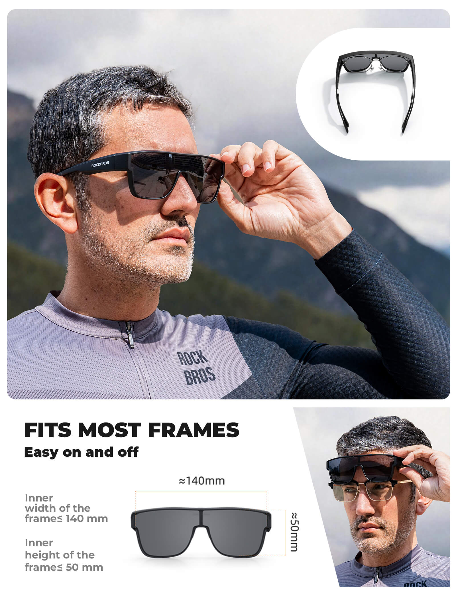 Over-Glass Polarised Cycling Sunglasses Sports Wrap SP304 - Image 11