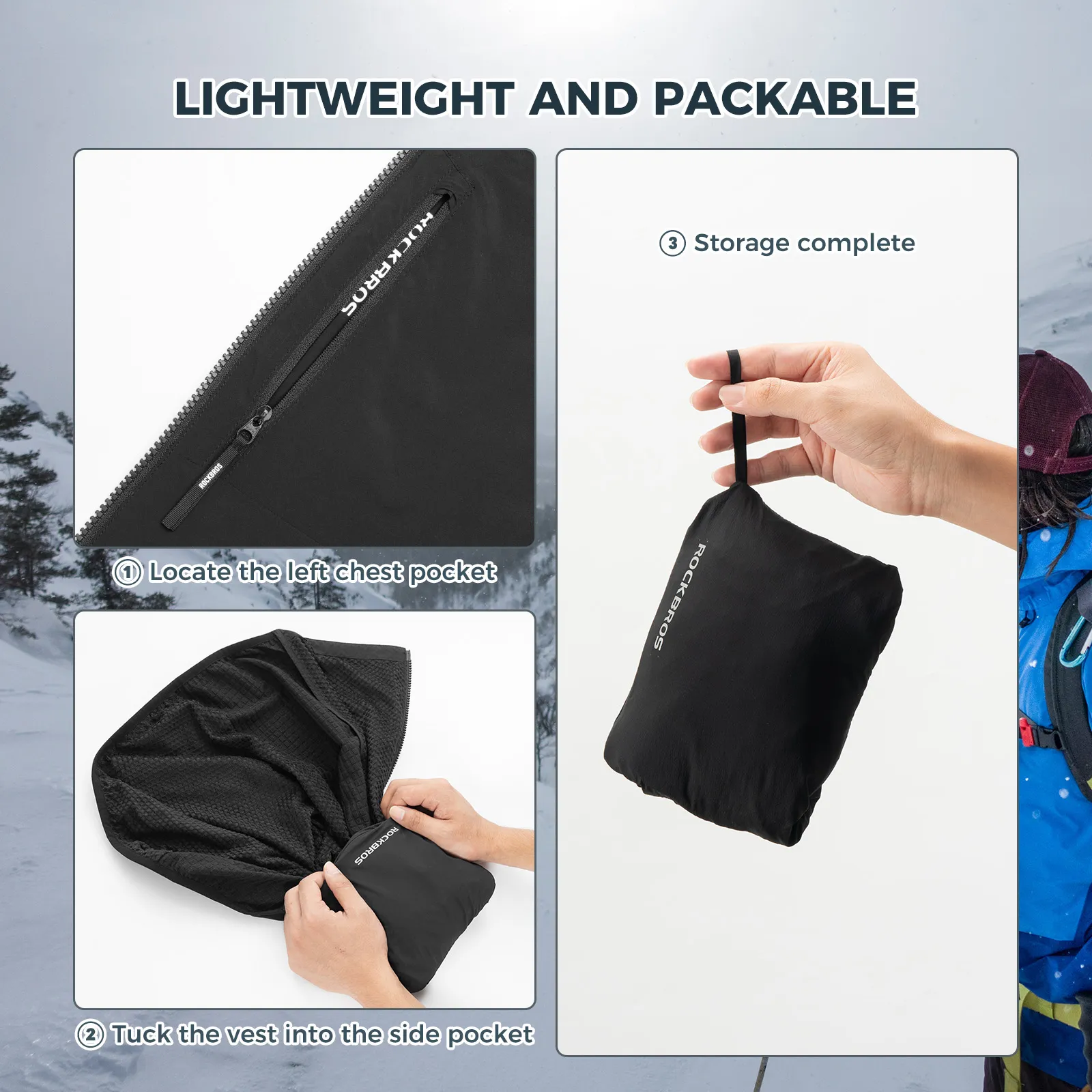 Packable Thermal Cycling Vest Fleece-Lined Sleeveless - Image 5