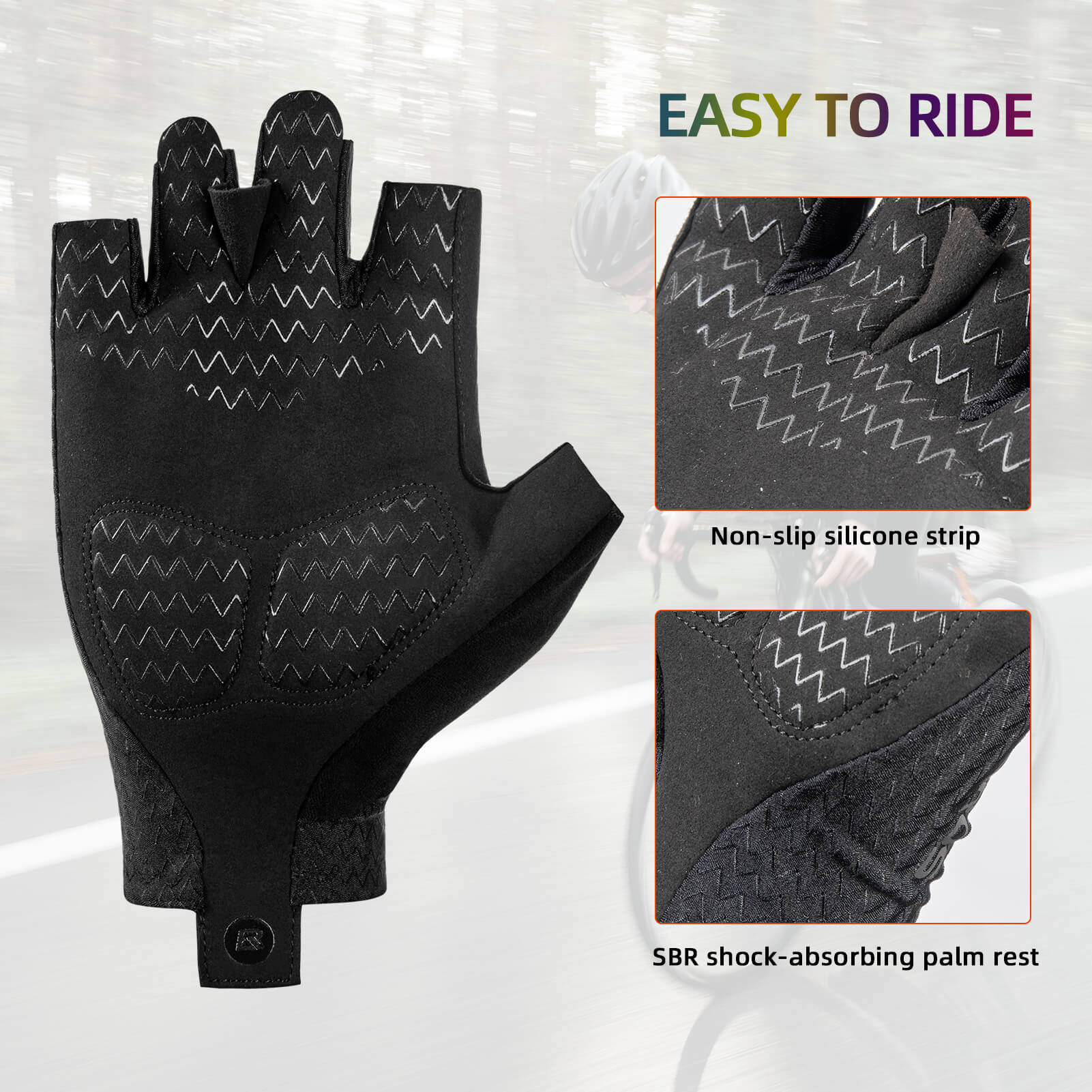 Phantom Shadow Sports Half Finger Gloves Black - Image 3